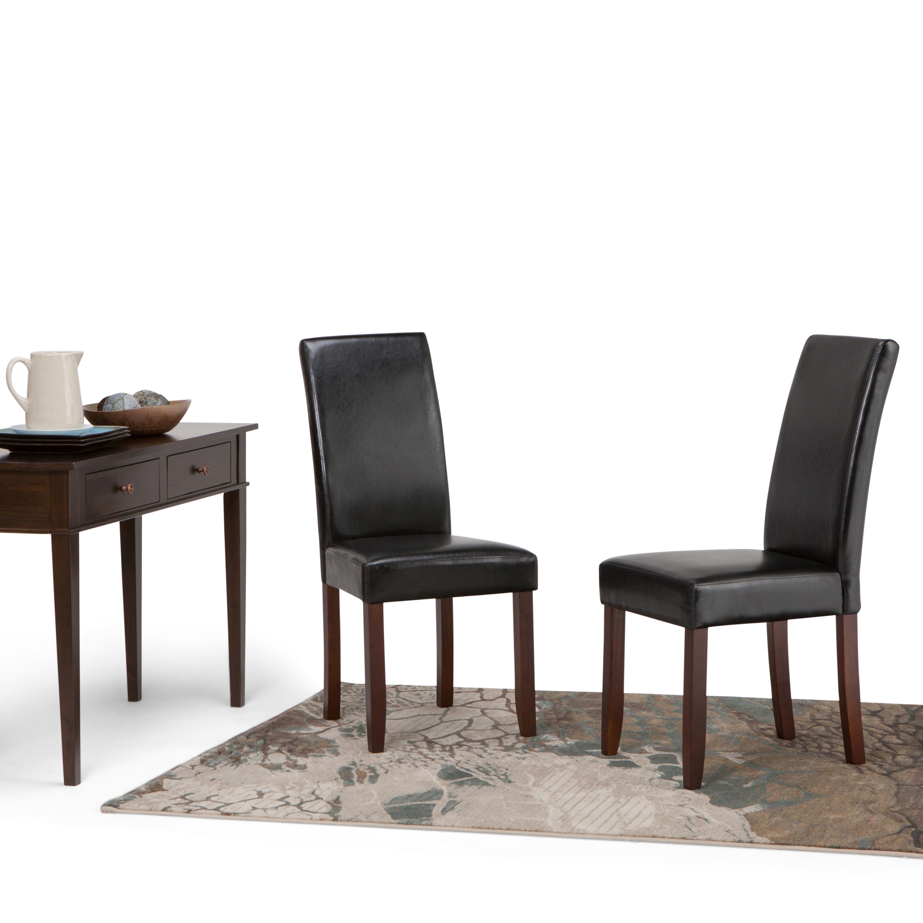 Acadian Midnight Black Faux Leather Upholstered Parsons Side Chair