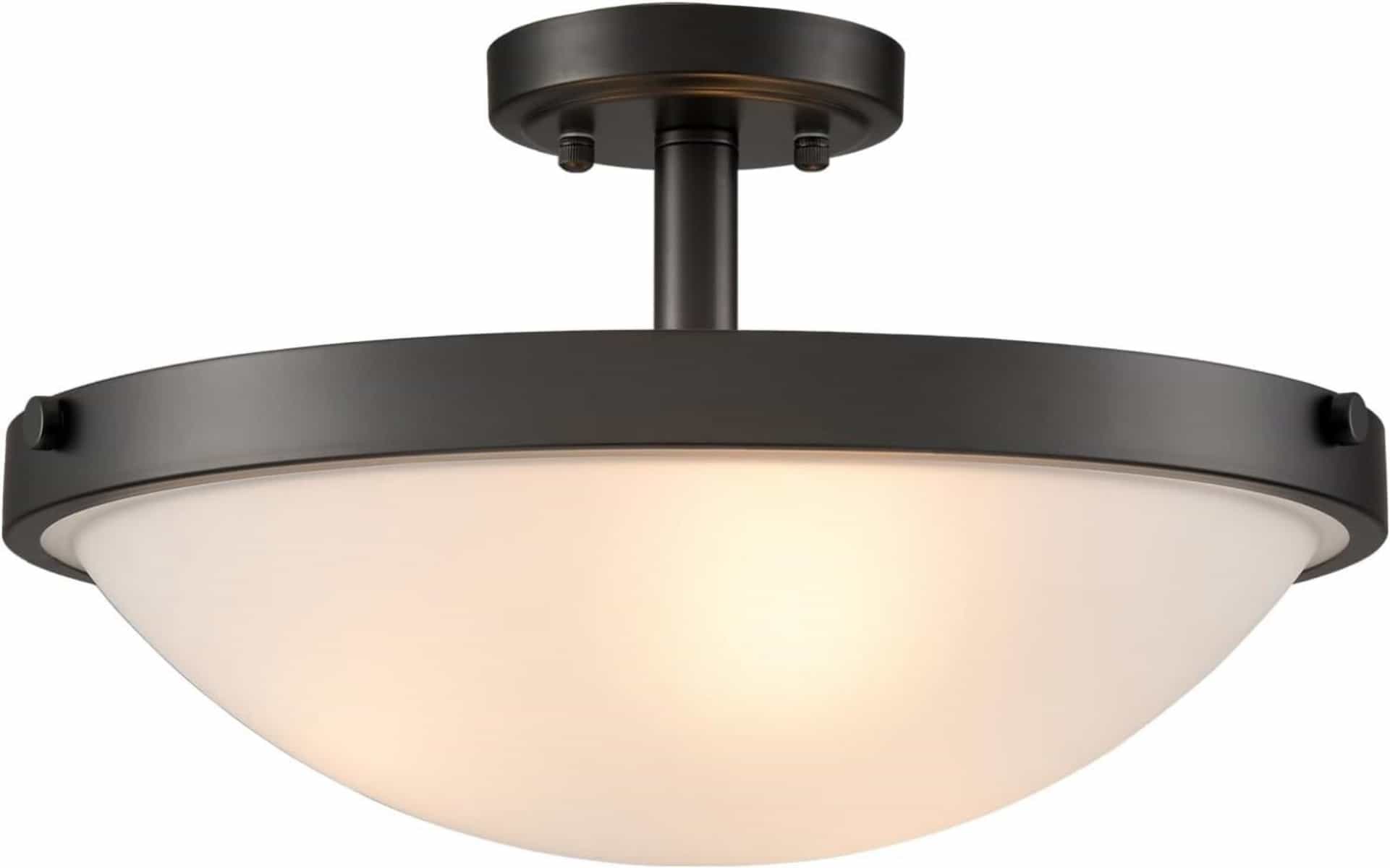 Claxy XT-T7157-3CU-BK Glass 1 -Light 15.9-in Polished Black Semi Flush Mount Light