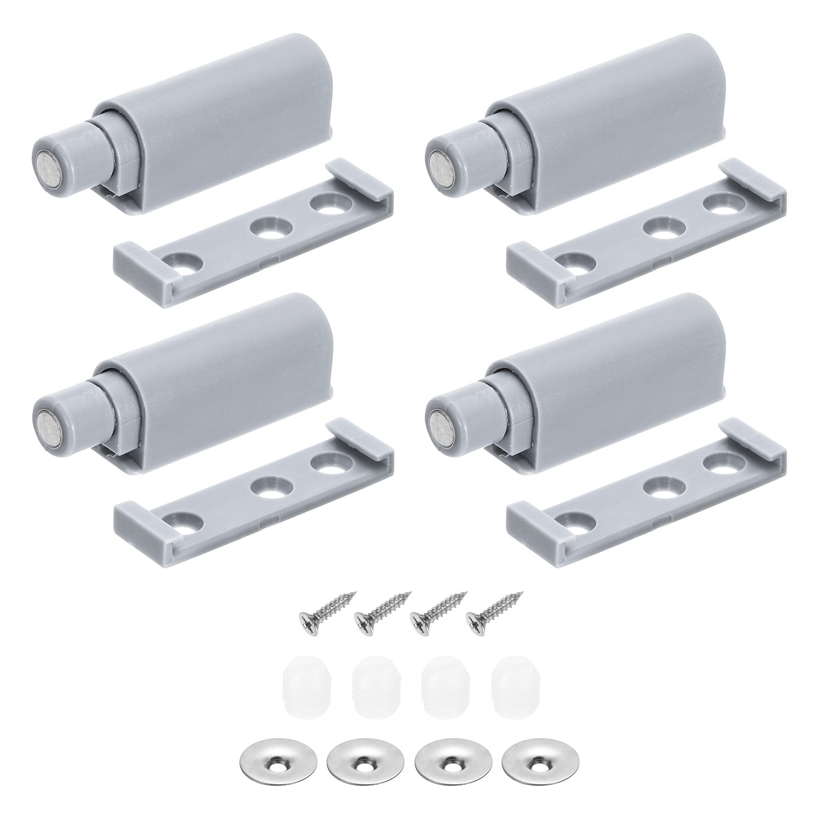 Unique Bargains D3 Magnetic Push Latches 4Pcs Push to Open Door Latch Magnetic Touch Latches for Wardrobe Door Cupboard Drawers Grey