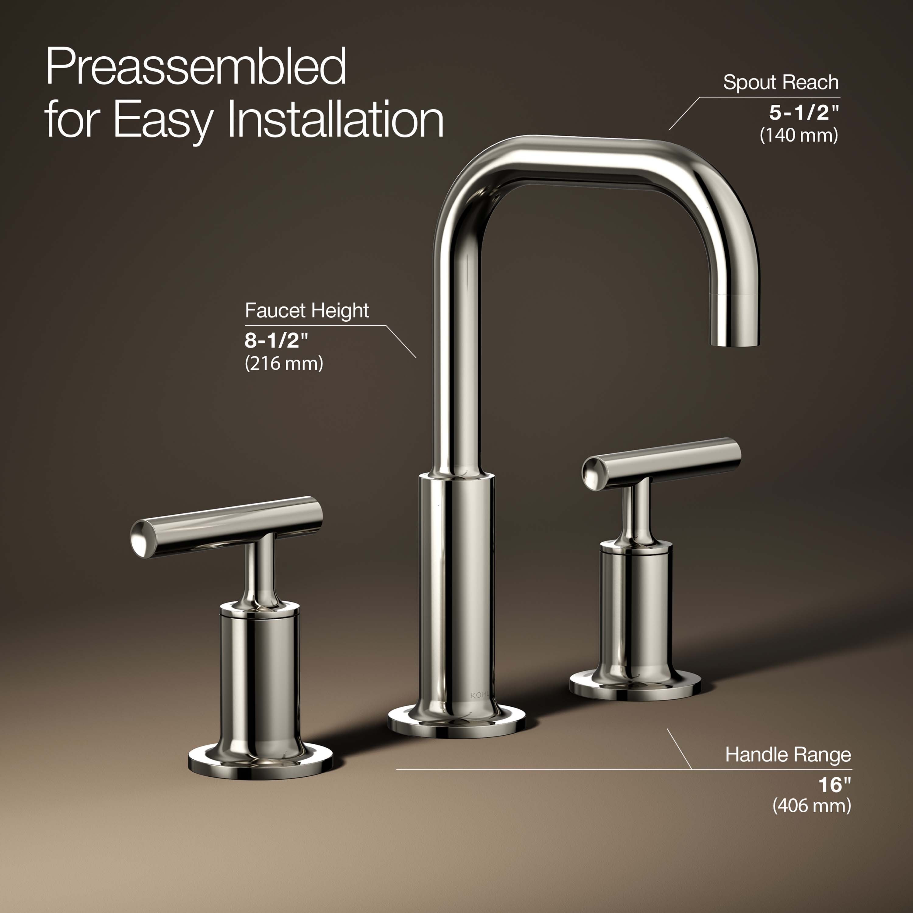 Purist Polished Nickel 8" Widespread Lavatory Faucet with Low Lever Handles