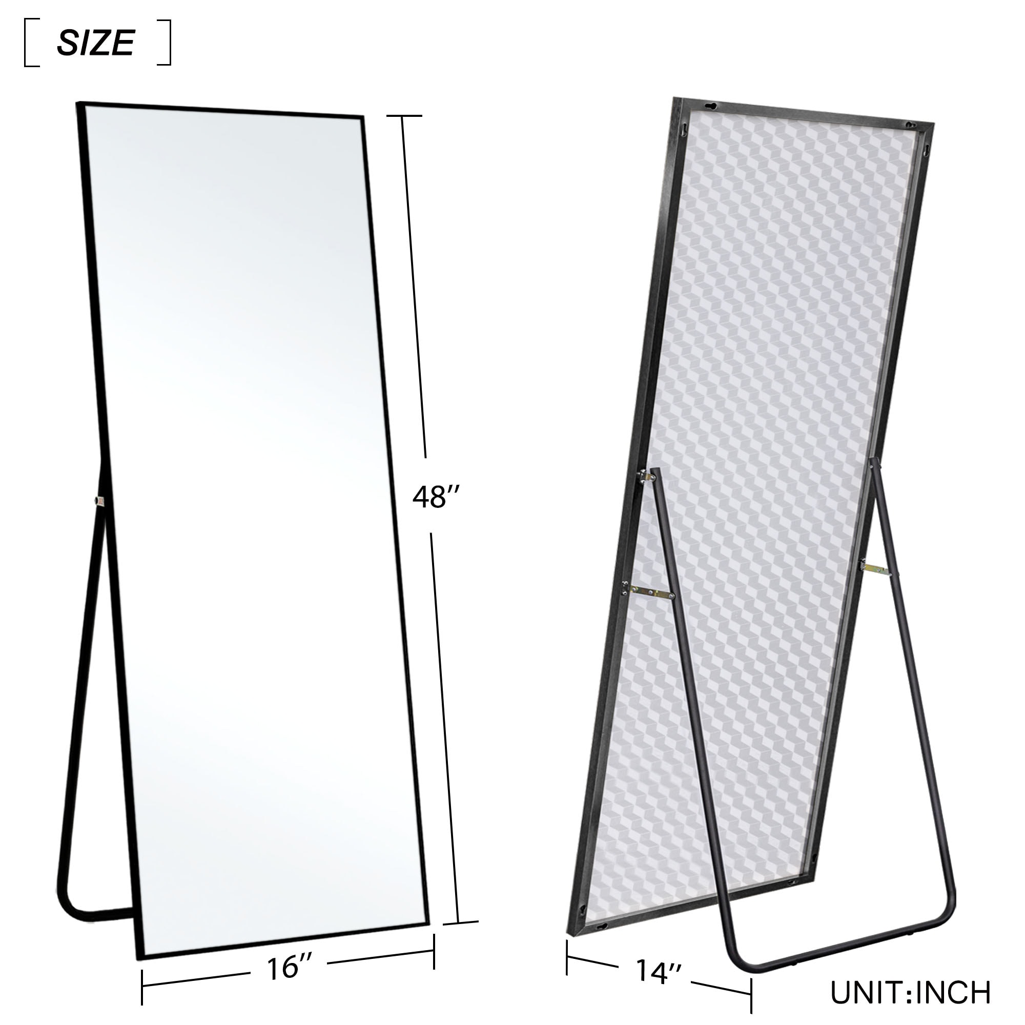 16-in W x 48-in H Black Framed Full Length Wall Mirror in the Mirrors ...