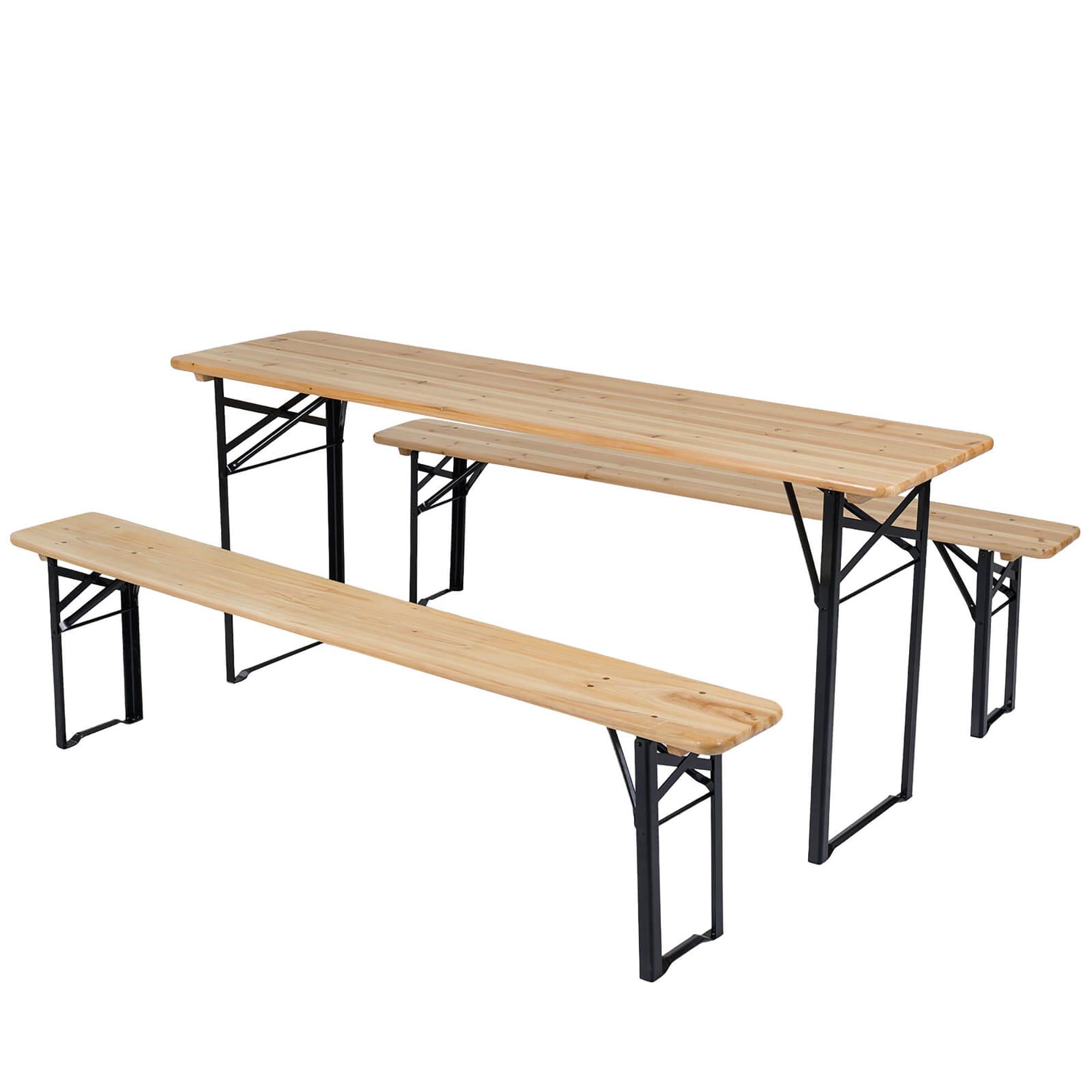 Costway 70-in Brown Douglas fir Rectangle Picnic Table
