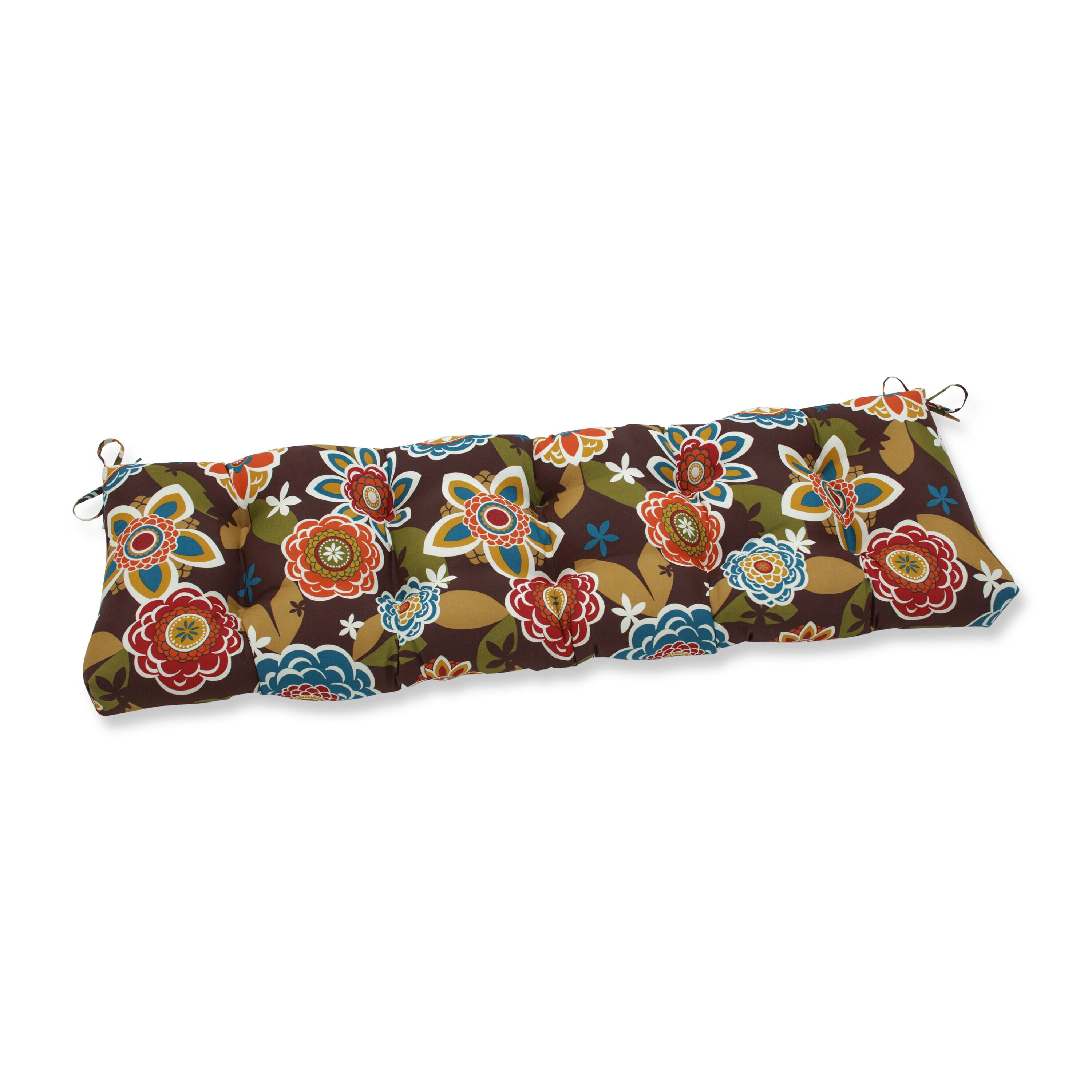Pillow Perfect 650746 Annie Chocolate 60-in x 18-in Multicolored Patio Bench Cushion