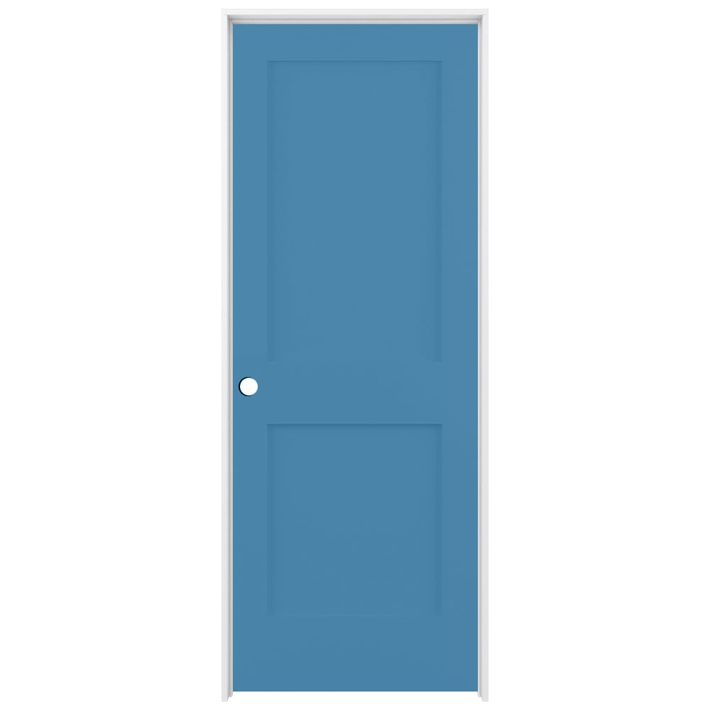 RELIABILT LO1369129 32-in x 80-in Blue Heron Solid core 2-panel square Right hand Smooth Prefinished Pine Wood Flat Jamb Single Prehung Interior Door