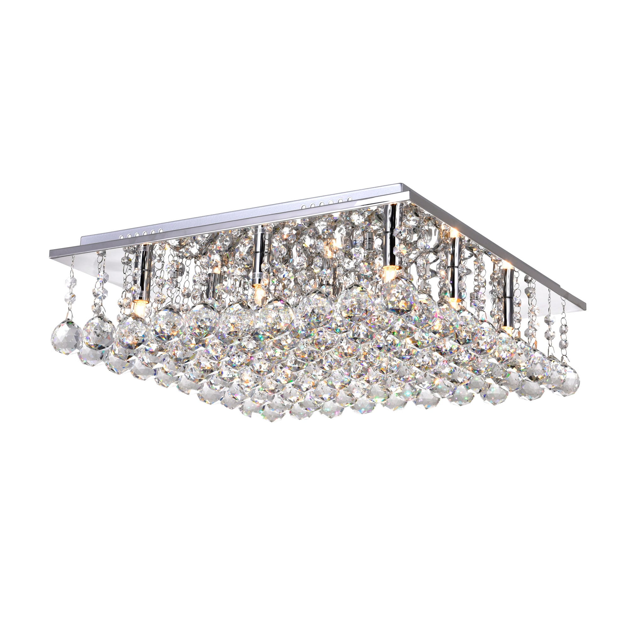 CWI Lighting 5052C20C-S Sparkle 9-Light 20-in Chrome Flush Mount Light