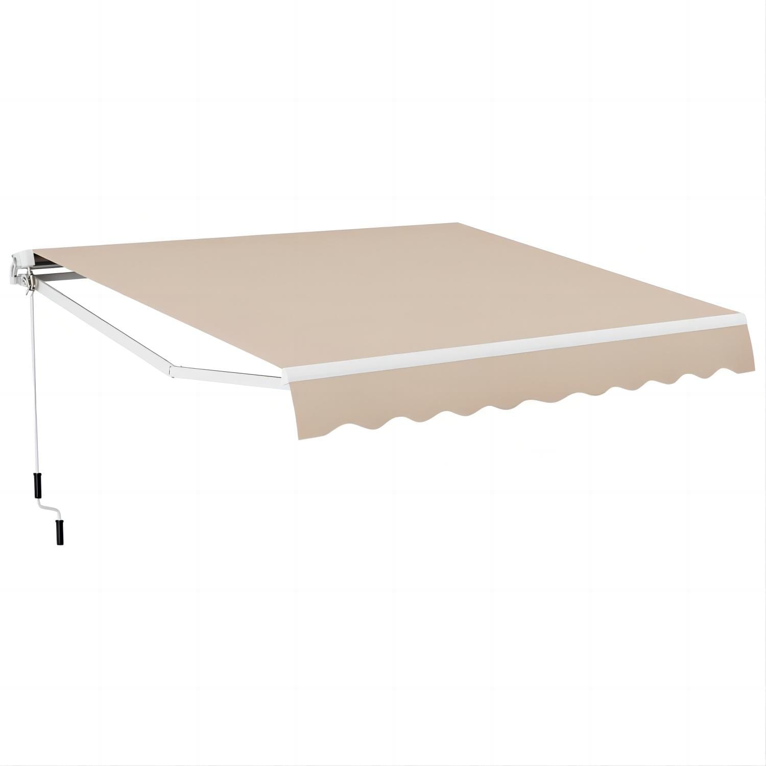 WELLFOR GASAW001 120-Inches Wide x 98.4-Inches Projection x 60-Inches Height Fabric Beige Solid Manual Retractable Patio Awning