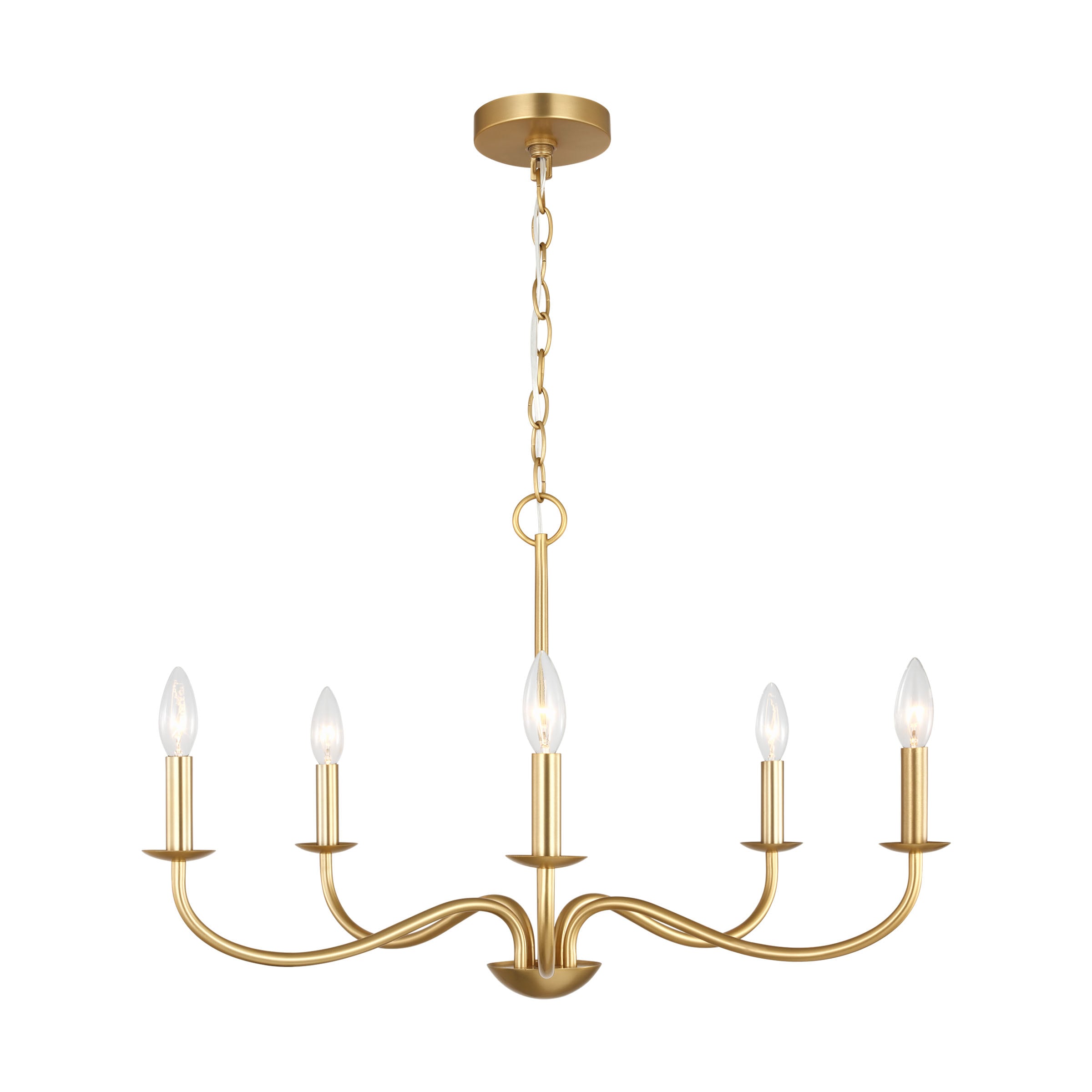 Generation Lighting GLC1205SB Abells 5 -Light Satin Brass Traditional For Use in Bathrooms, Bedrooms, Dining Rooms, Foyers, Kitchens, Living Rooms Chandelier