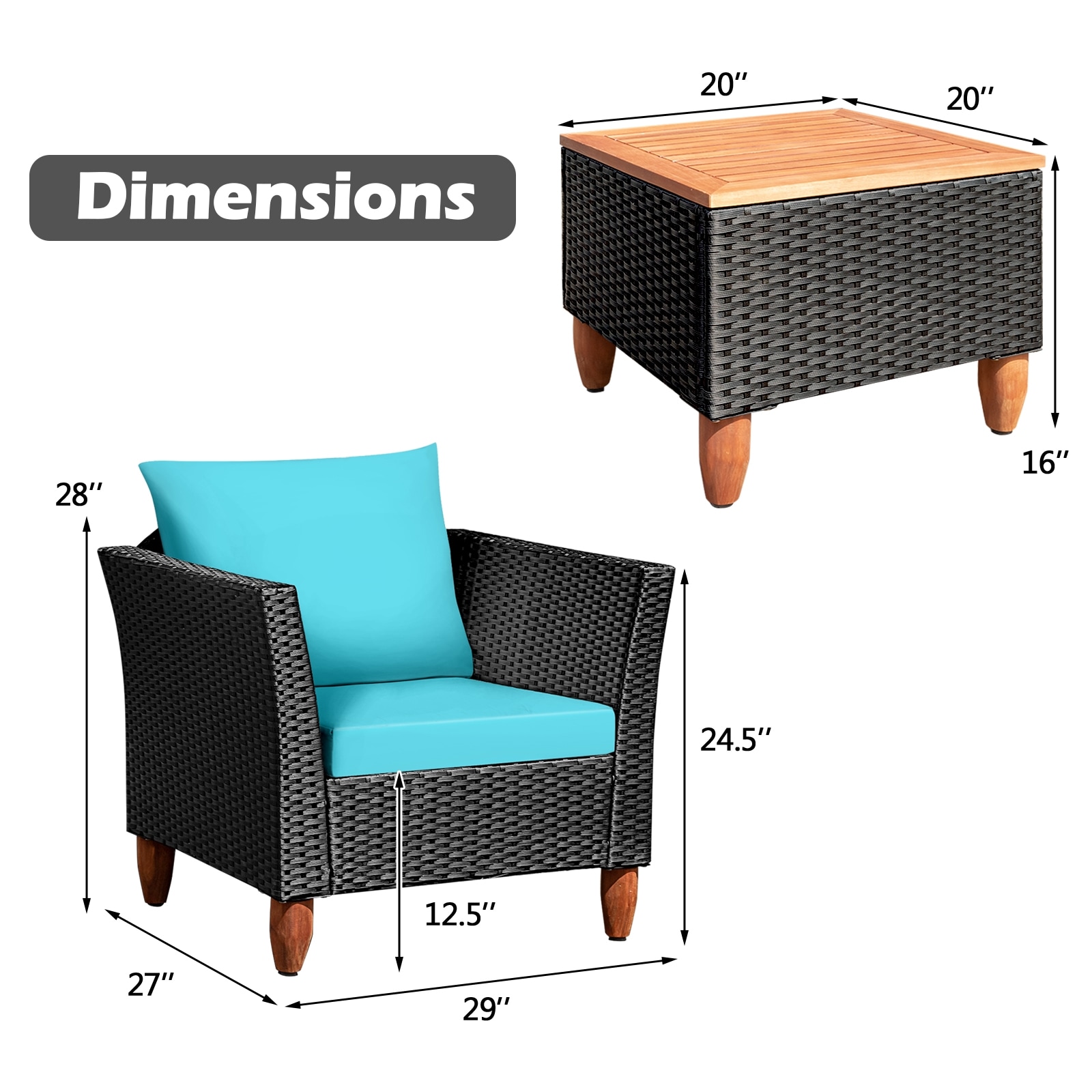 Forclover HYFE-66532TU Patio-Conversation-Sets - View #3