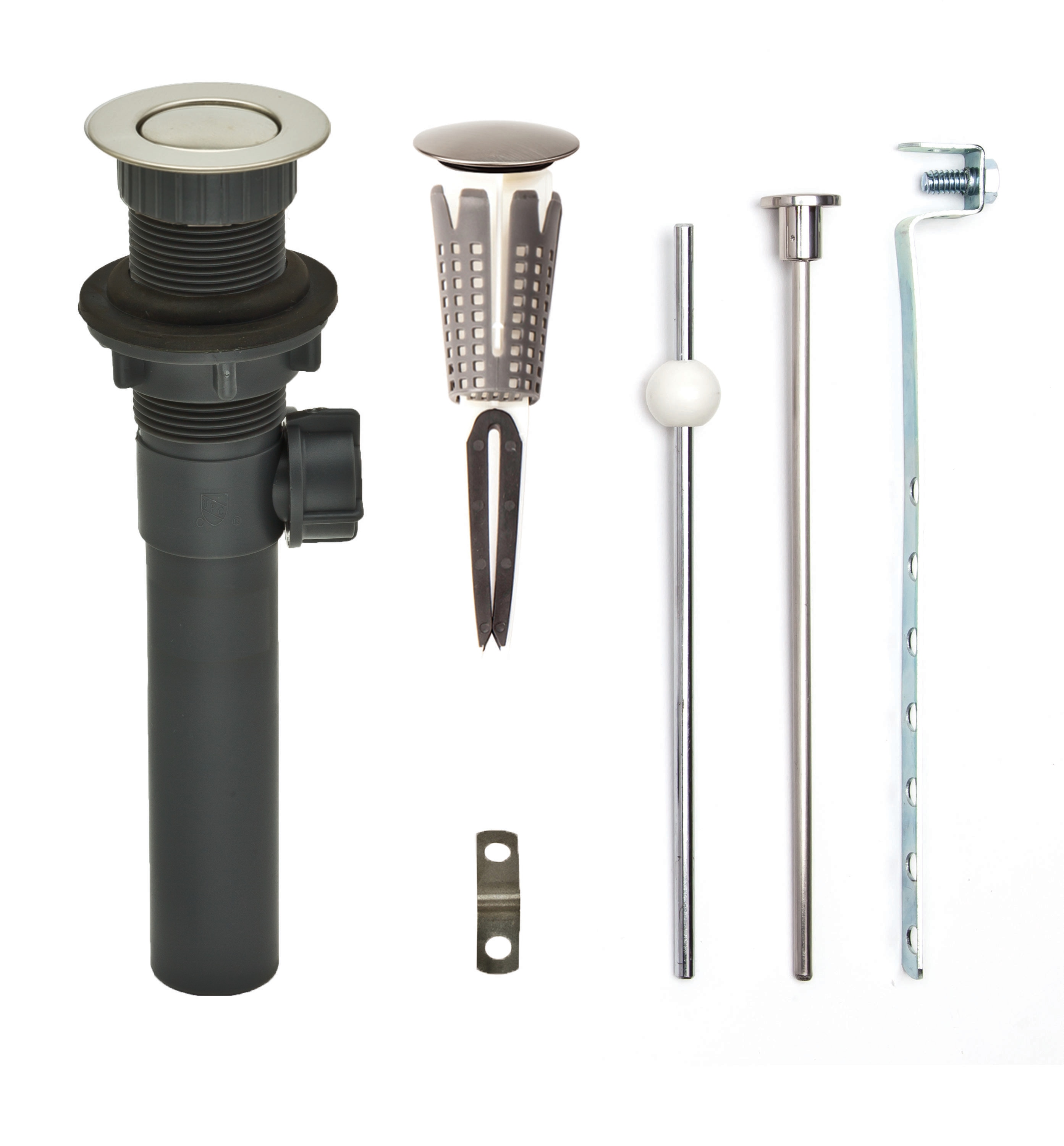 PF WaterWorks PF0734-BN-GR-NO-WS EasyPOPUP Brushed Nickel Bathroom Sink Pop Up Drain
