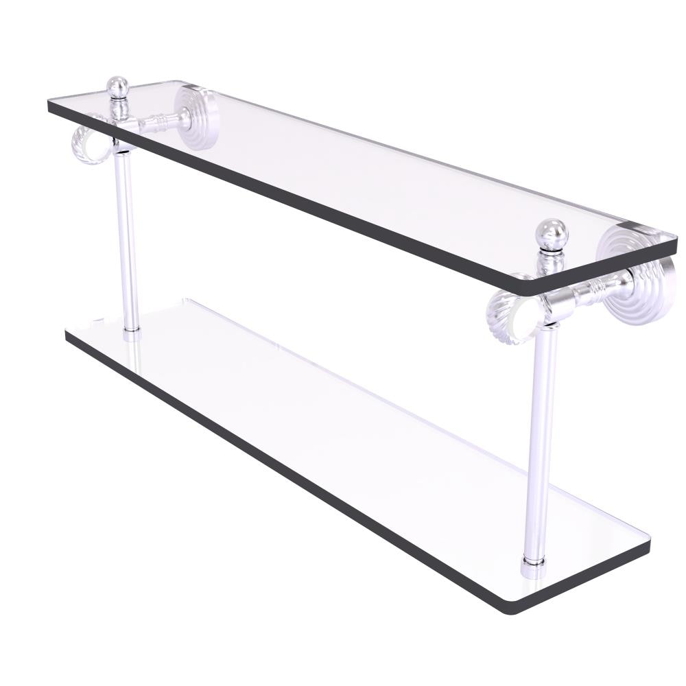 Allied Brass PG-2T-22-SCH Pacific Grove Satin Chrome 2 -Tier Wall mount Bathroom Shelf ( 22-in x 9.3-in x 5-in )