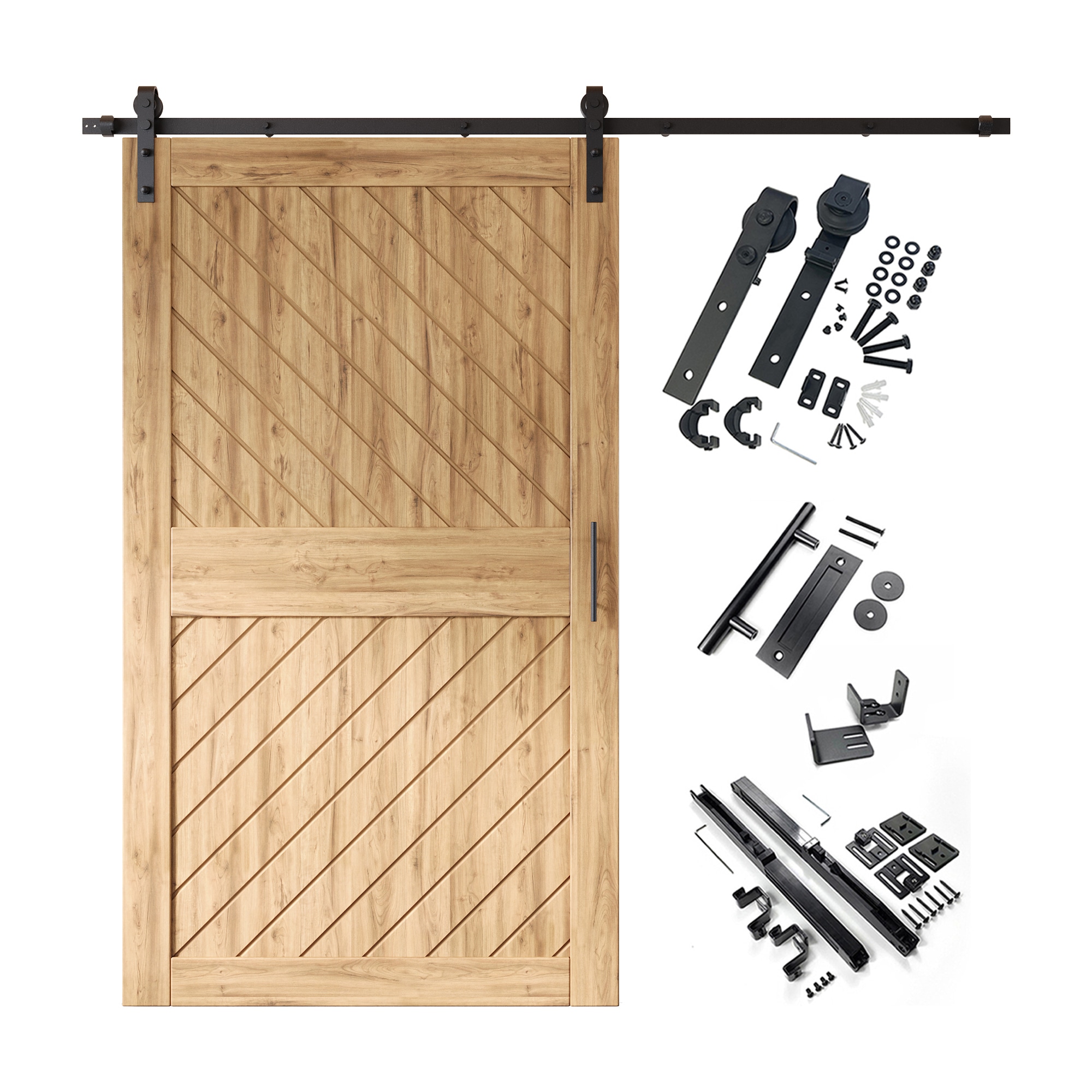 HOMACER YT1TGH108C-XT4-5084 50-in x 84-in Unfinished Unfinished Non-standard Pine Wood Solid core Single Barn Door (Hardware Included)