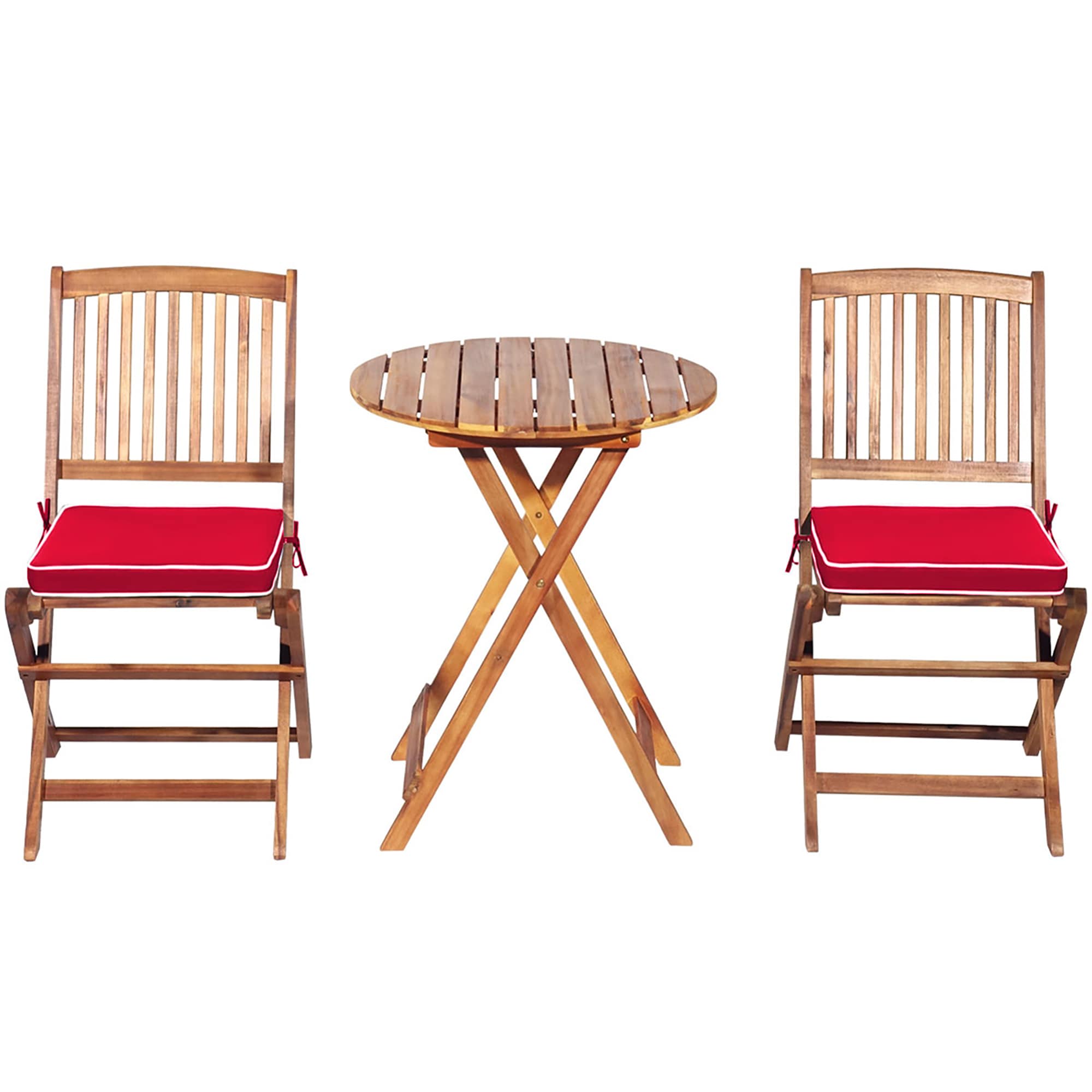 Costway HW65875RE 3 -Piece Patio Conversation Set with Red Cushions