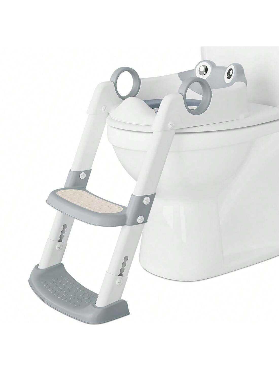 Qeetex PHO-0YAL5A2Y-HF4 Potty Training Seat With Step Stool Ladder For Toddlers As A Potty Training Toilet Anti-Slip Safe Pads Adjustable Height Legs. Gray/Green
