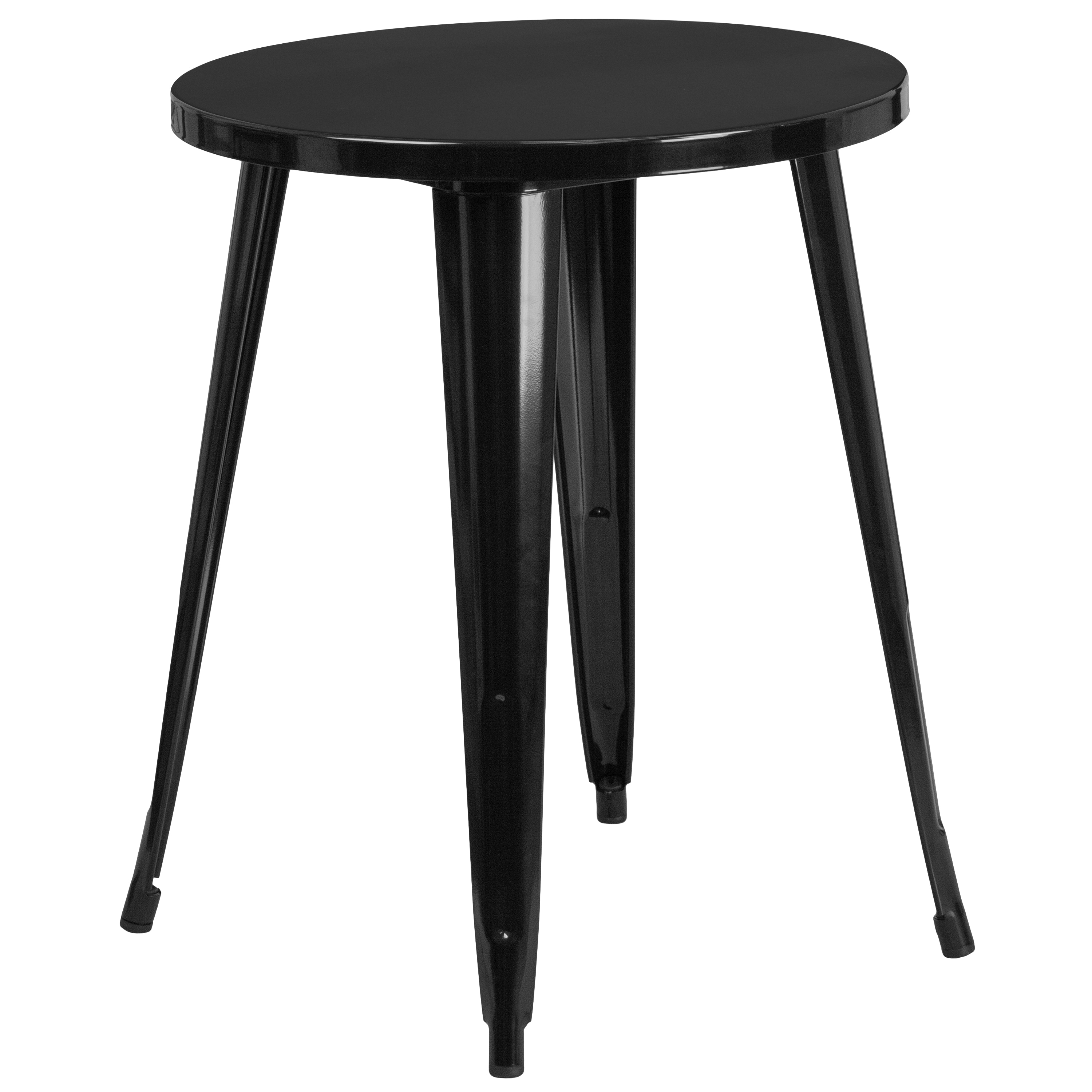 Flash Furniture 889142064862 Black Round Contemporary/Modern Dining Table, Metal with Black Metal 24-in L x 29-in H