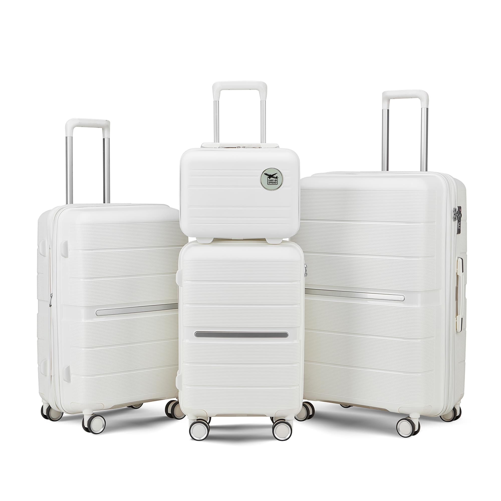 SINOFURN SYD9200004WT 18.5x12.6x29.5 White Plastic Hardshell Suitcase set 4 -Bag