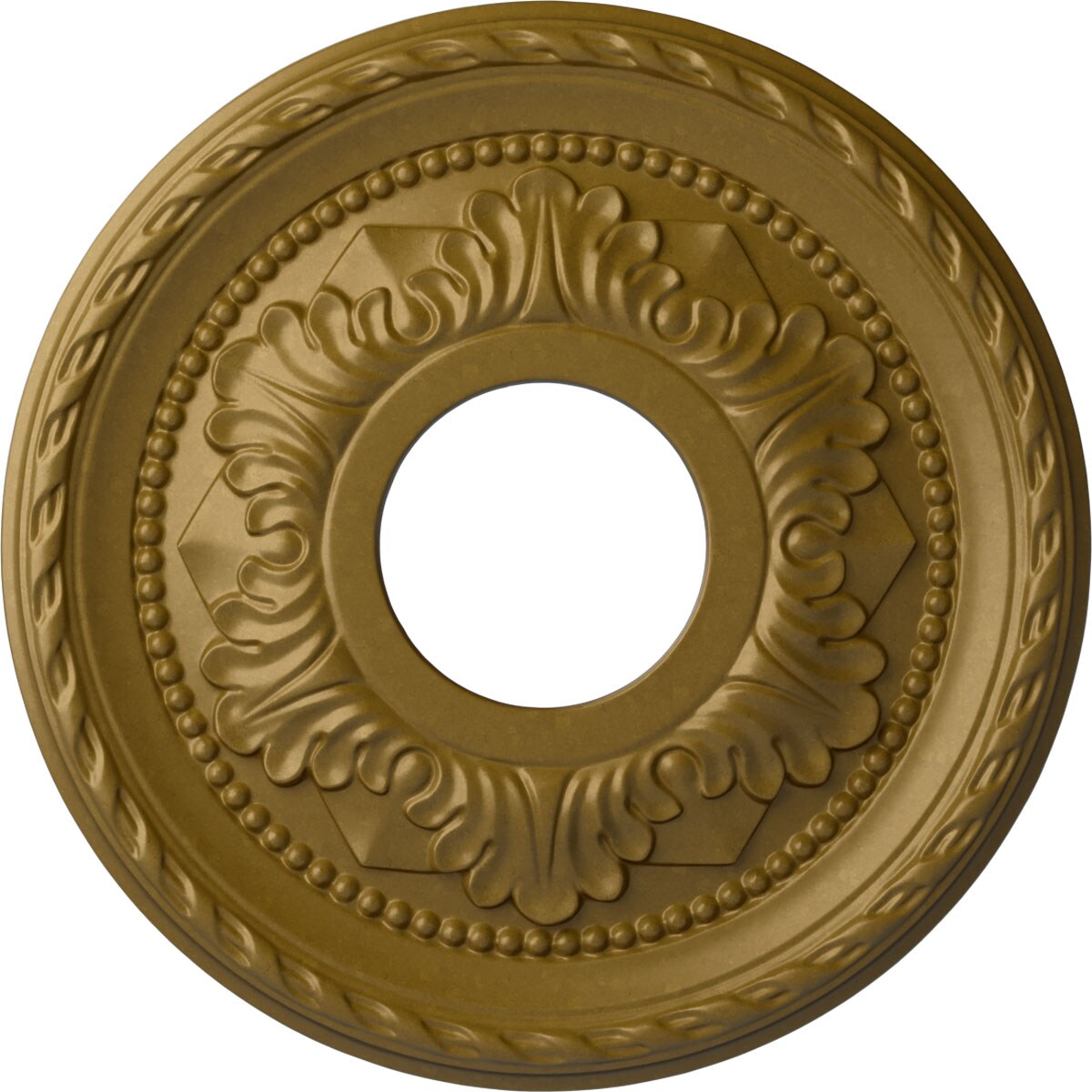 Ekena Millwork CM12PMGLS Palmetto 12.125-in W x 12.125-in L Painted Gold Polyurethane Whole Ceiling Medallion