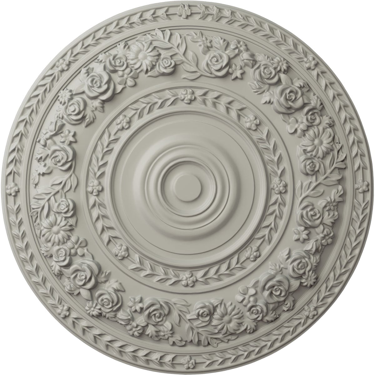 Ekena Millwork CM33ROPCF Rose 33.875-in W x 33.875-in L Painted Pot Of Cream Polyurethane Whole Ceiling Medallion