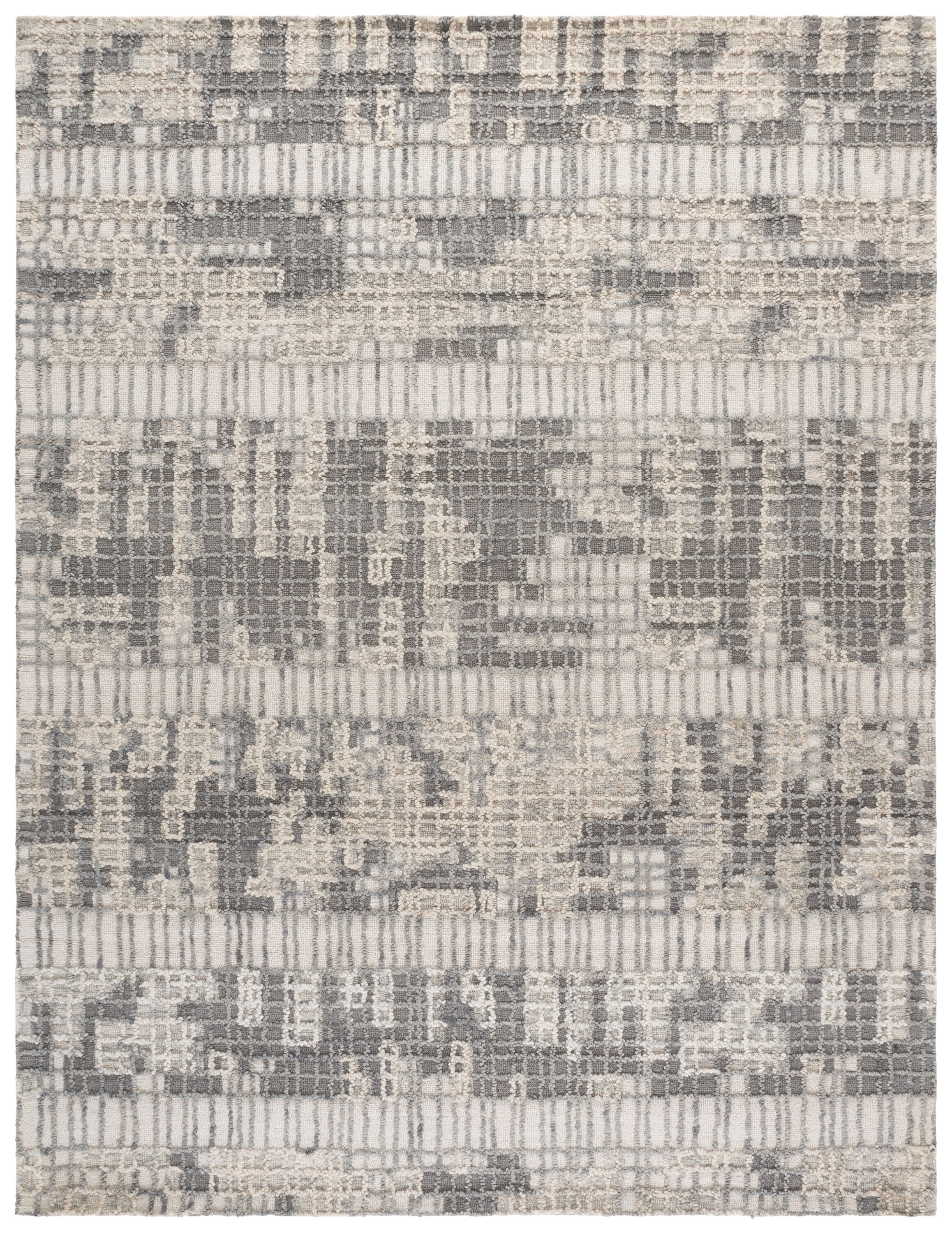 Abstract 284A Ivory Dark Grey 6 x 9 Rectangular Area rug