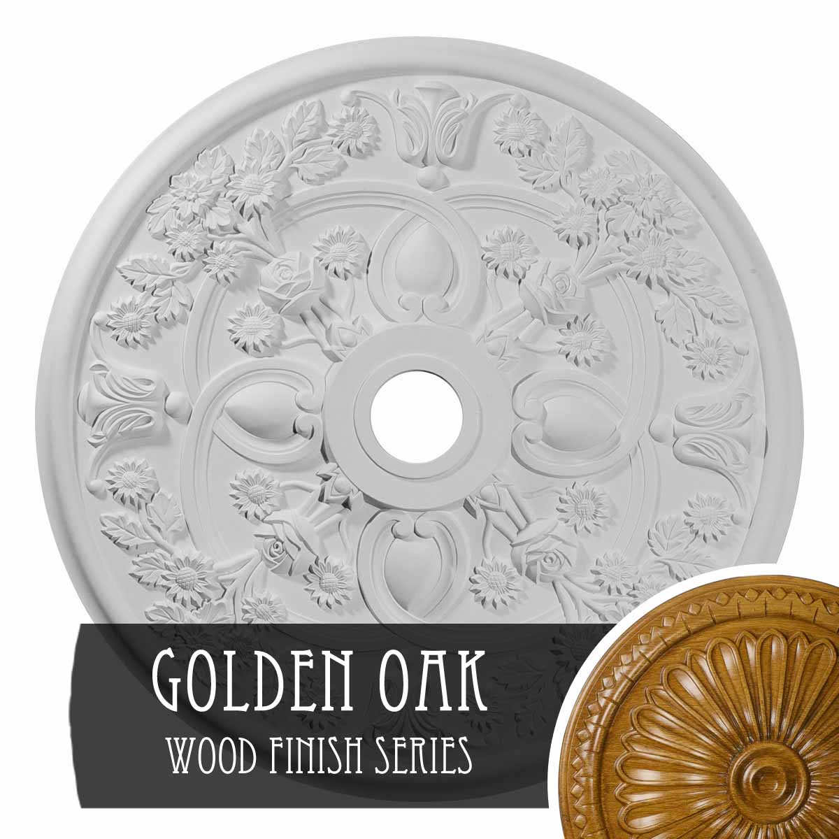Ekena Millwork CM30ROGOS Rose 30.875-in W x 30.875-in L Golden Oak Polyurethane Ceiling Medallion