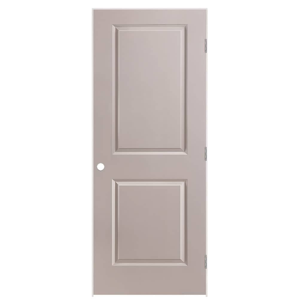 Masonite 1316075 32-in x 80-in Driftwood Solid core 2-panel square Left hand Smooth Prefinished Molded composite Flat Jamb Single Prehung Interior Door