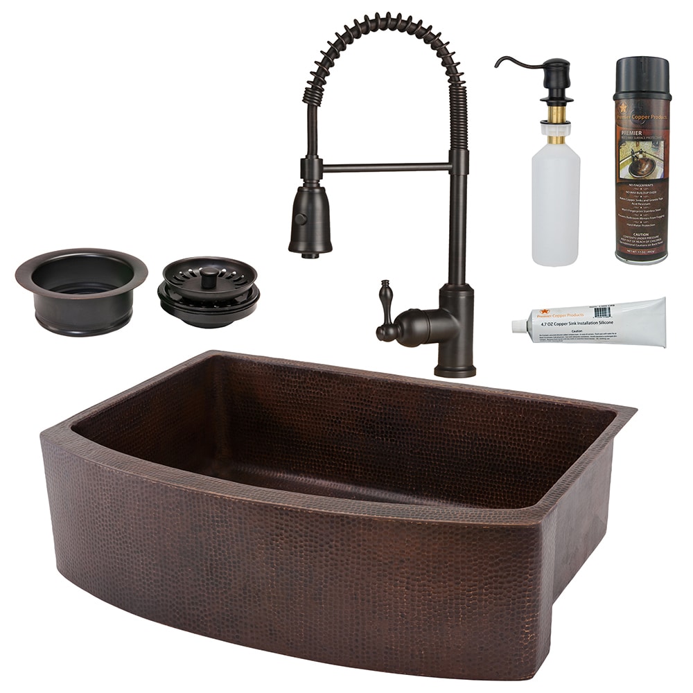 PREMIER COPPER PRODUCTS Kitchen Sink Pack Farmhouse Apron Front 30 In X   47738103 