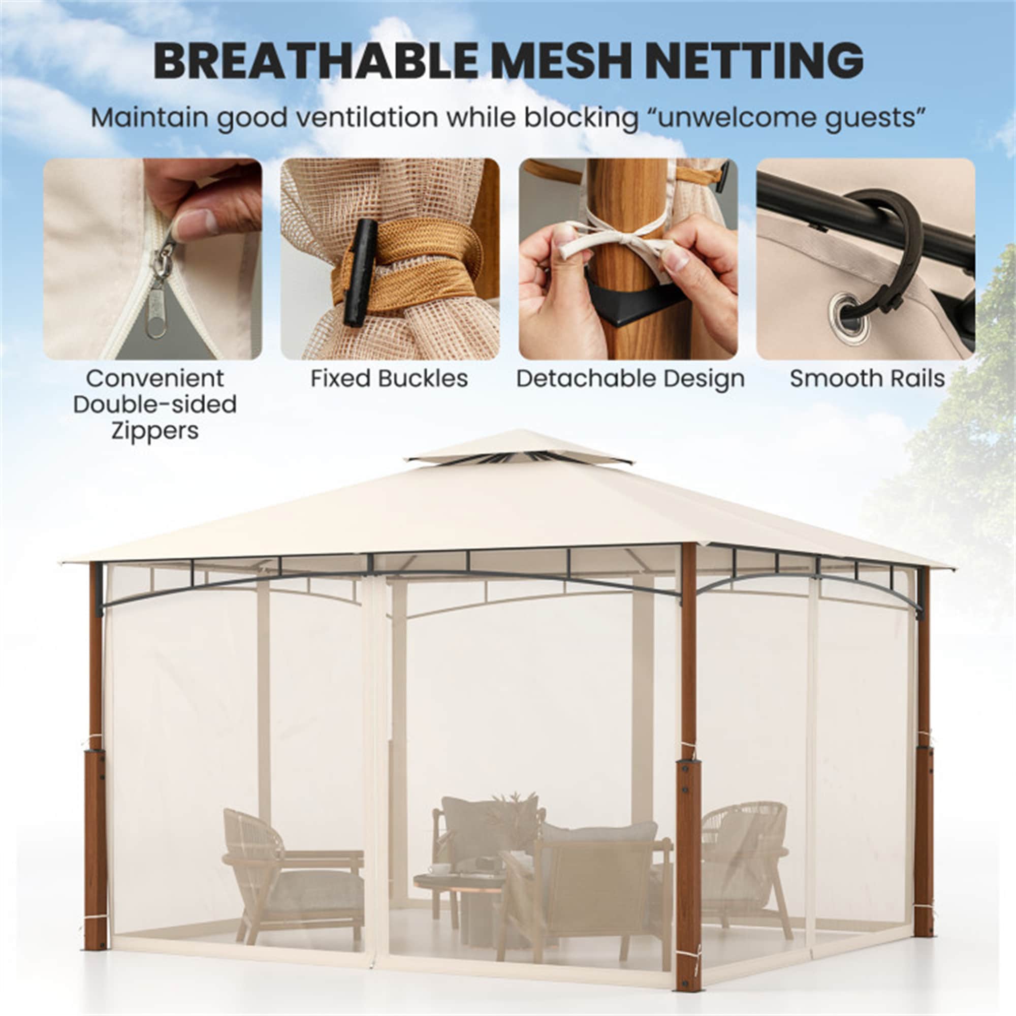 BABOOM BOM-11861BE-CO Wood-Resin-Gazebos - View #5
