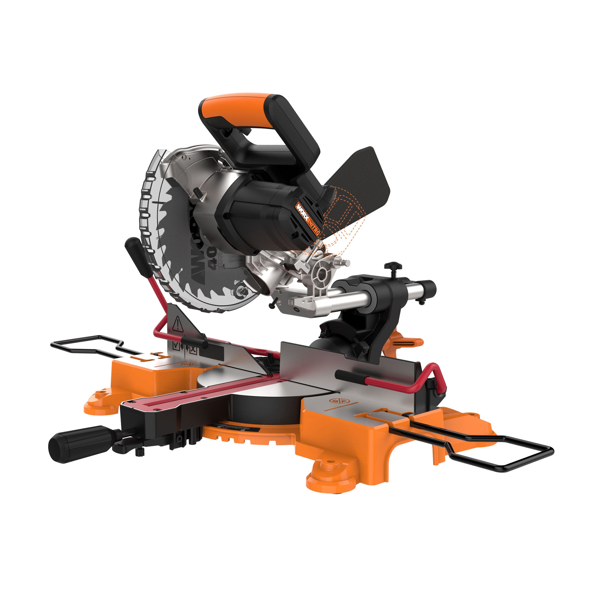 WORX POWER SHARE 7-1/4-in 0.1-Amp Single Bevel Sliding Compound Cordless  Miter Saw in the Miter Saws department at