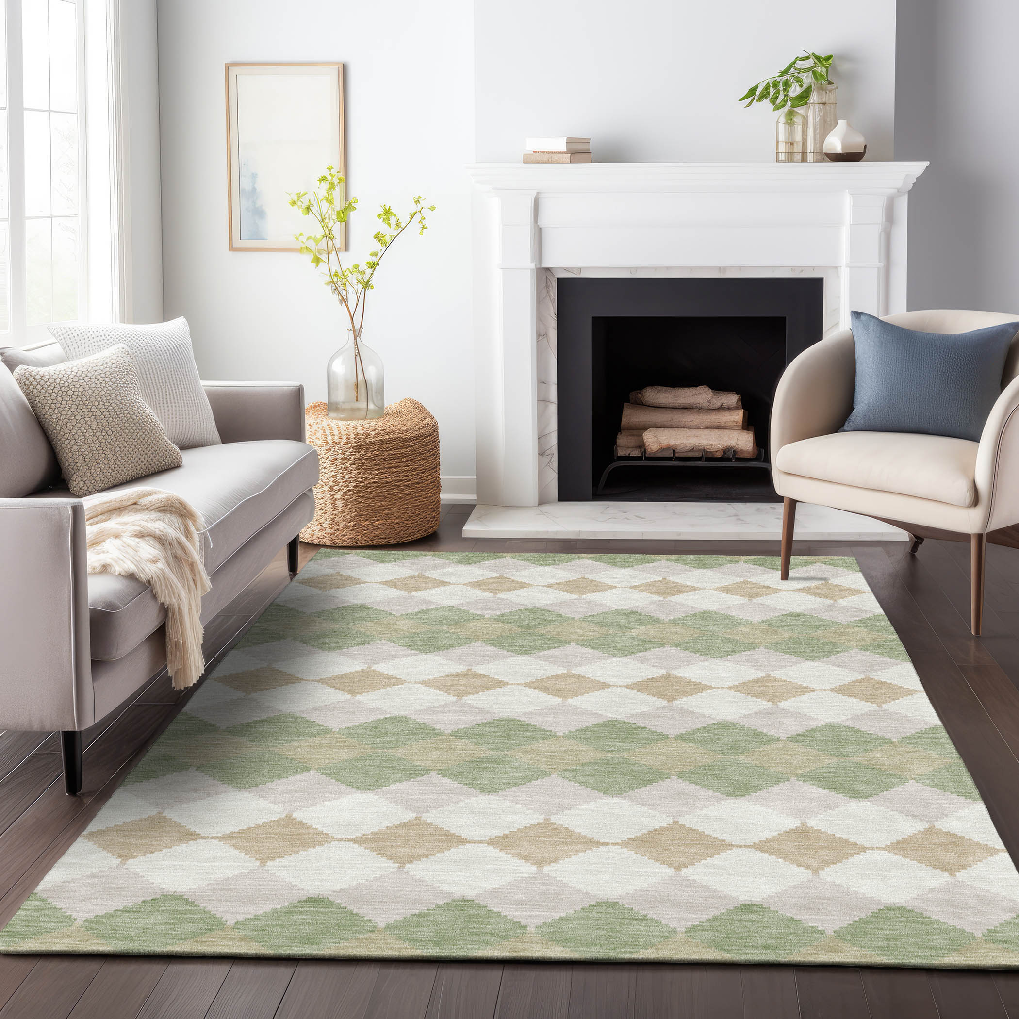 Addison Rugs ACN1007AL30X46 Chantille ACN1007AL 2 x 3 (ft) Polyester Aloe Rectangular Indoor/Outdoor Geometric Machine washable Area rug