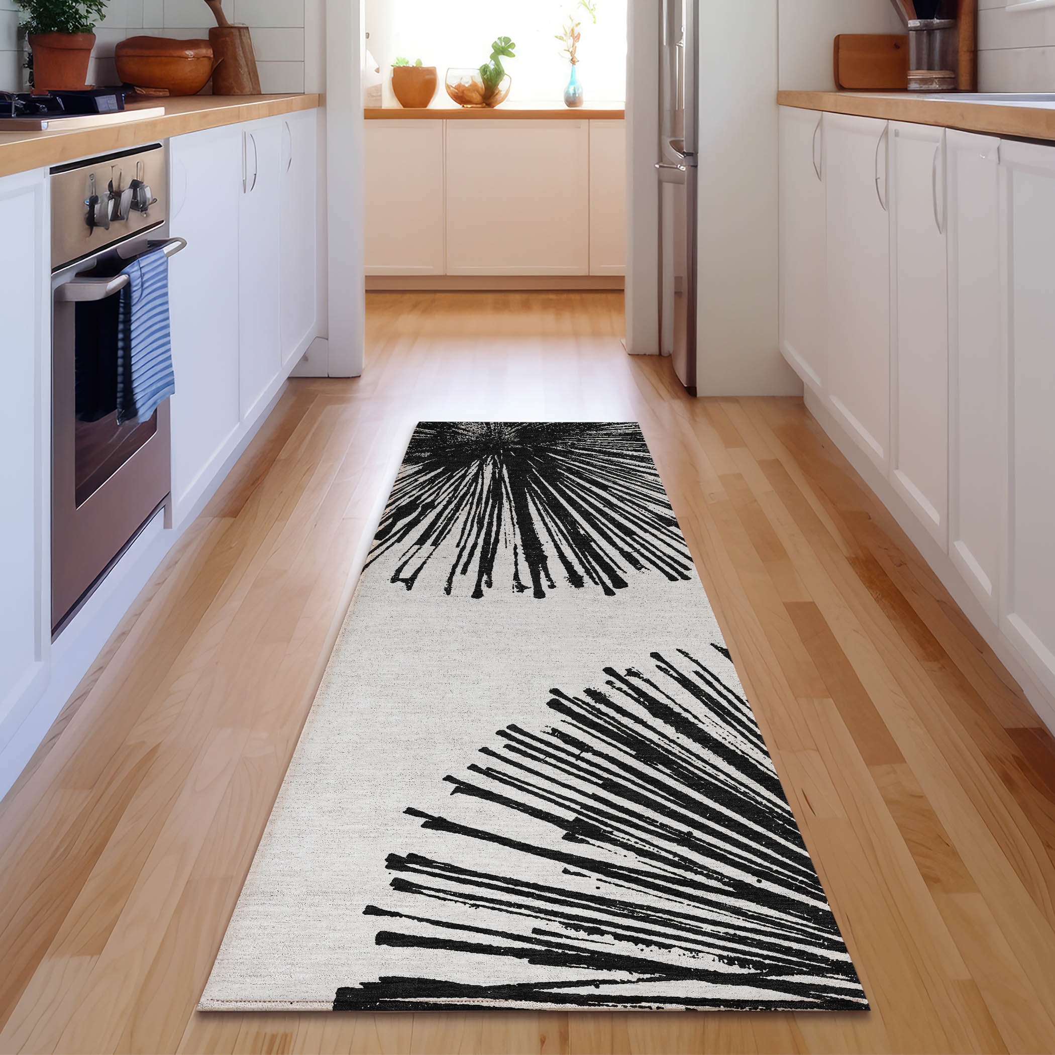 Addison Rugs AMF642BK2X8 Mayfield AMF642BK 2 x 7 (ft) Polyester Black Rectangular Indoor Abstract Machine washable Runner rug