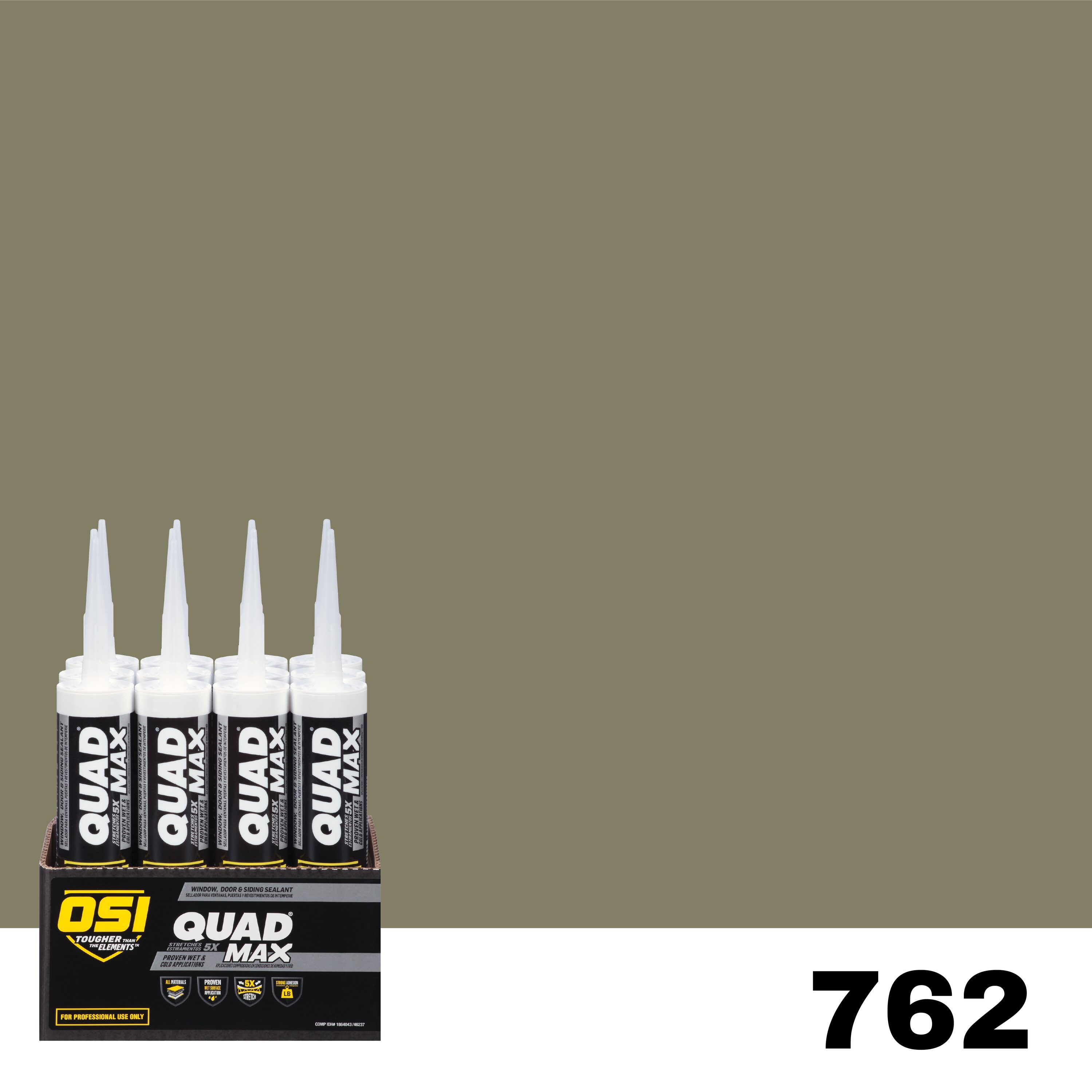 OSI 1869708 Quad Max 12 -Pack 9.5-oz Window door Green 762 Paintable Advanced Sealant Caulk