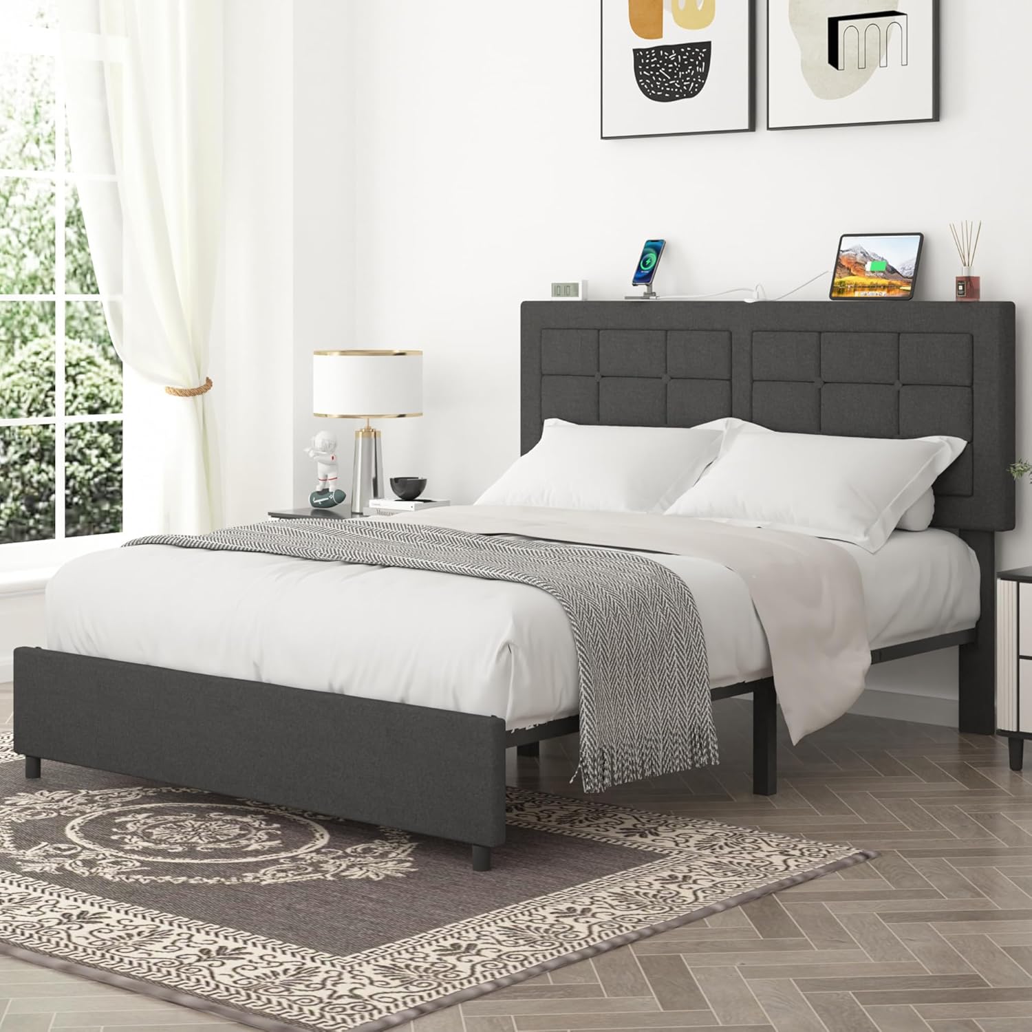 Vecelo LOE-RQ01-USB-GRY beds - View #2