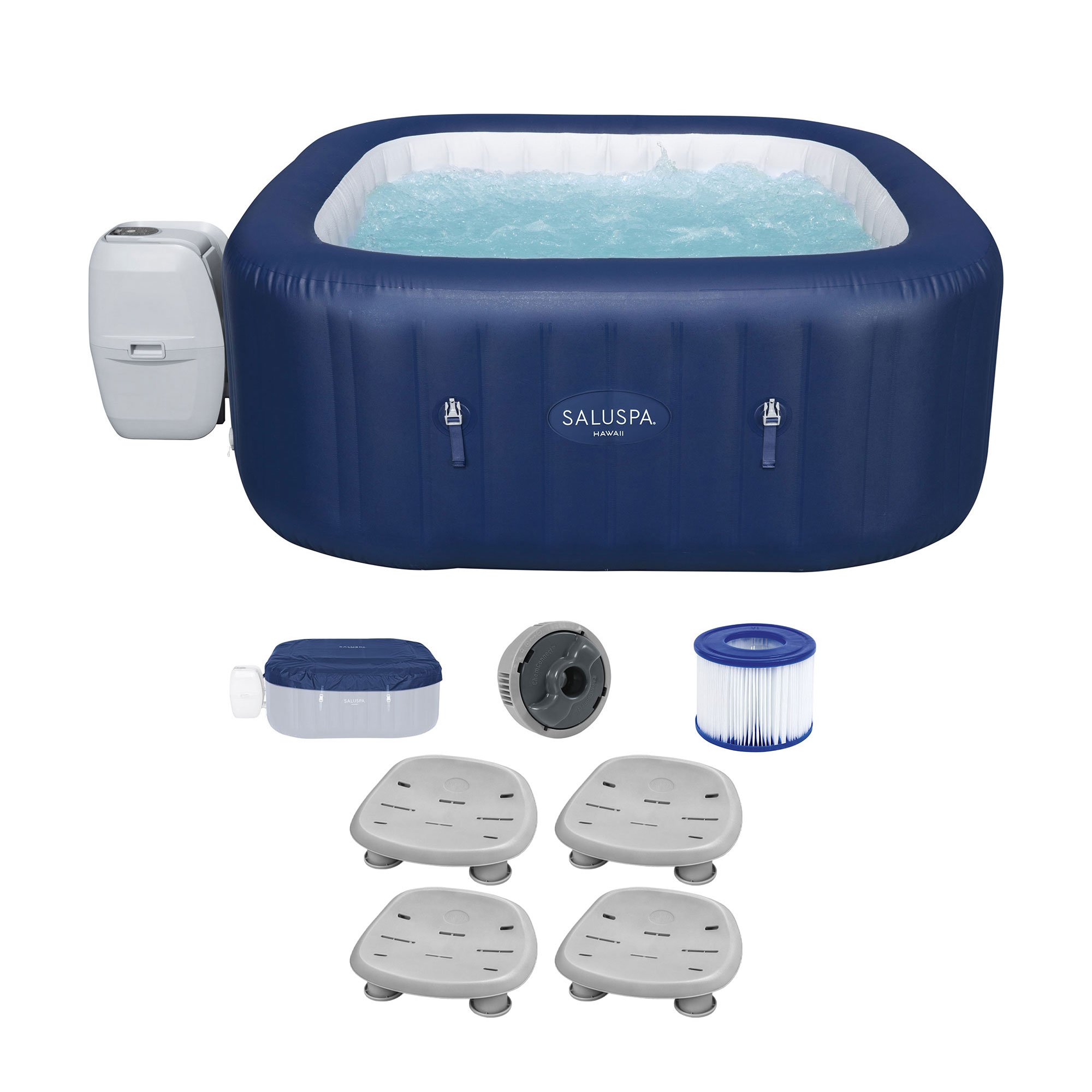 Bestway 396575 SaluSpa 140 Jet 6 -Person Inflatable Square Hot Tub (Cover Included)
