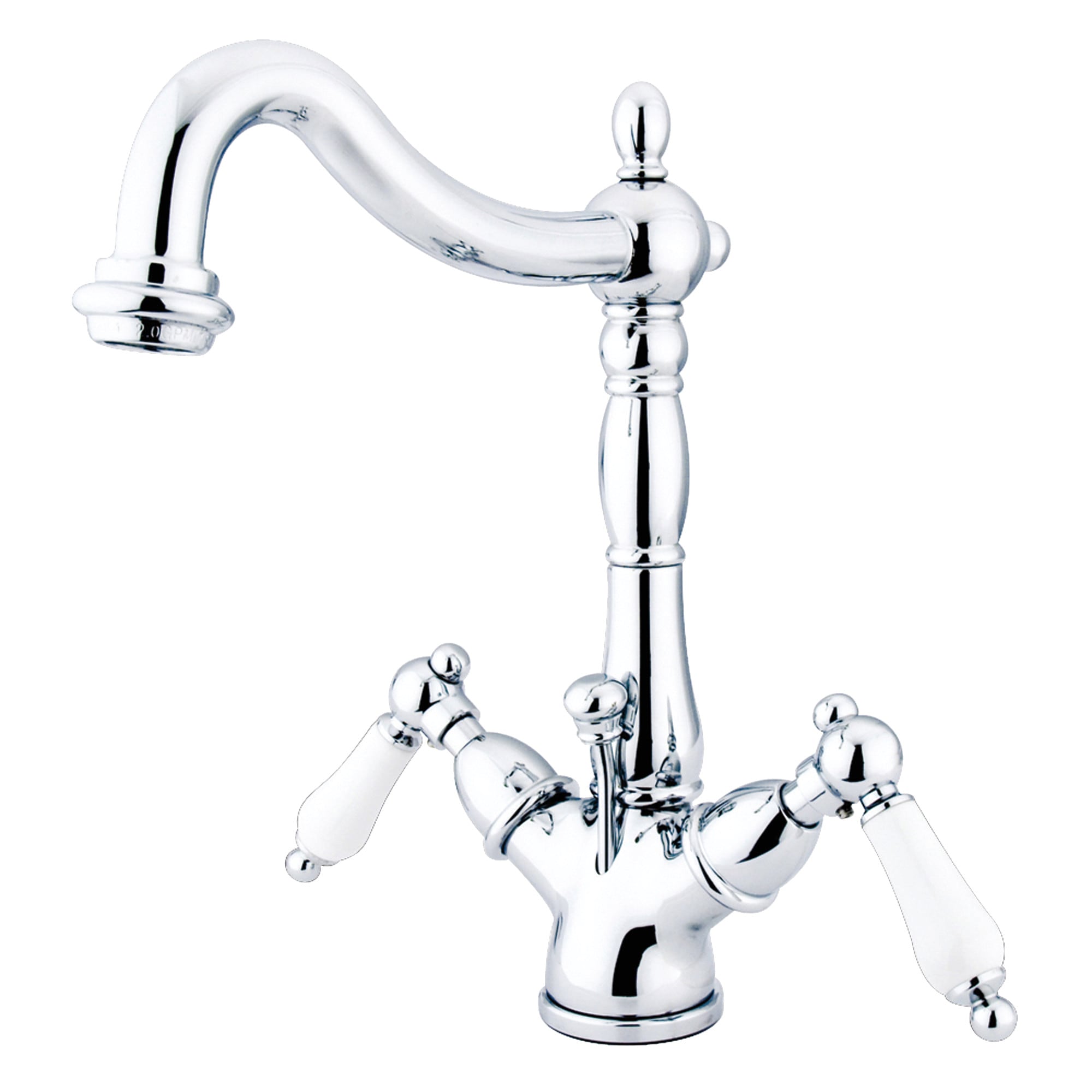 Elements of Design ES1431PL Chrome Single hole 2-handle High-arc Residential Handle Bathroom Sink Faucet with Drain