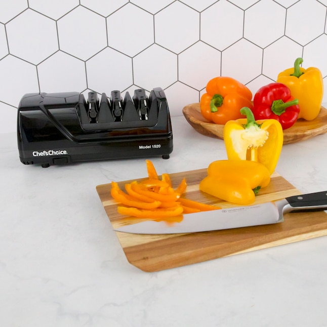 Our E317 professional 2 stage electric knife sharpener is the ideal  sharpener for 20 degree class knives. Our patented abrasives achieve a  sharp edge faster and easier than traditional sharpeners by using