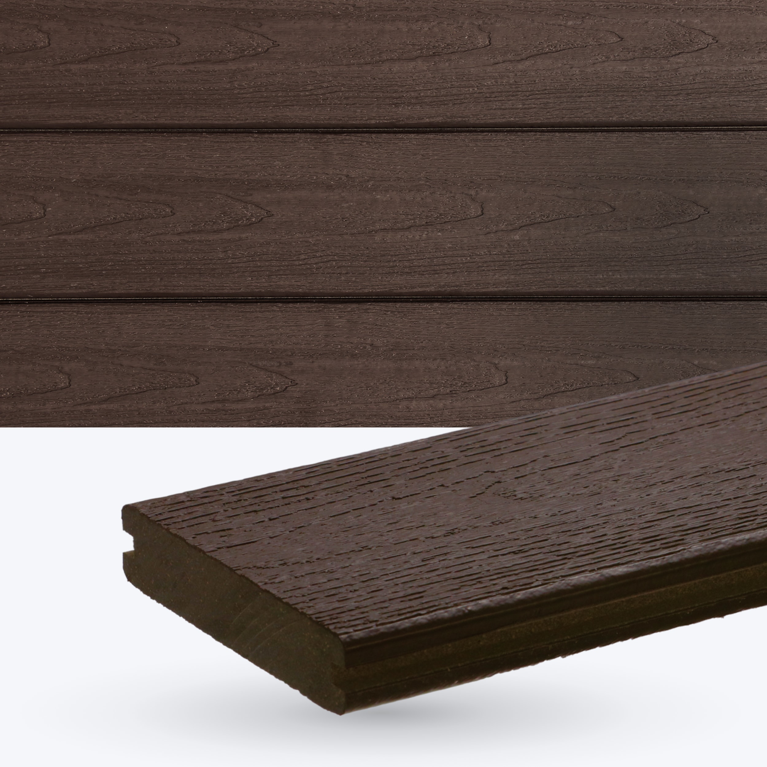 DuxxBak DX-O-192BW-G Optima Dekk 1-in x 6-in x 16-ft Black Walnut Grooved Composite Deck board