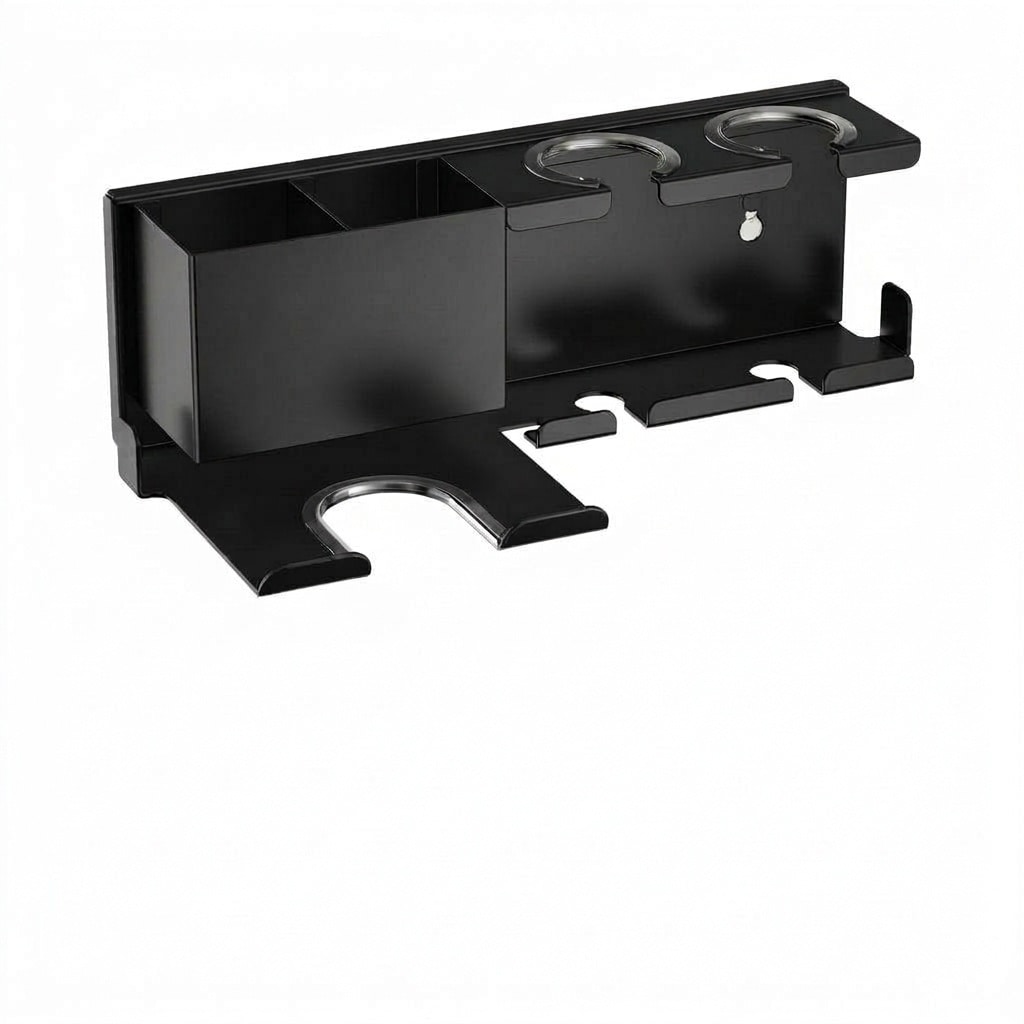 Etokfoks 3 in 1 Wall Mount Hair Tool Organizer in Black Metal Universal Fit for Hair Dryer Curling Iron Flat Iron #LETZCTT6J