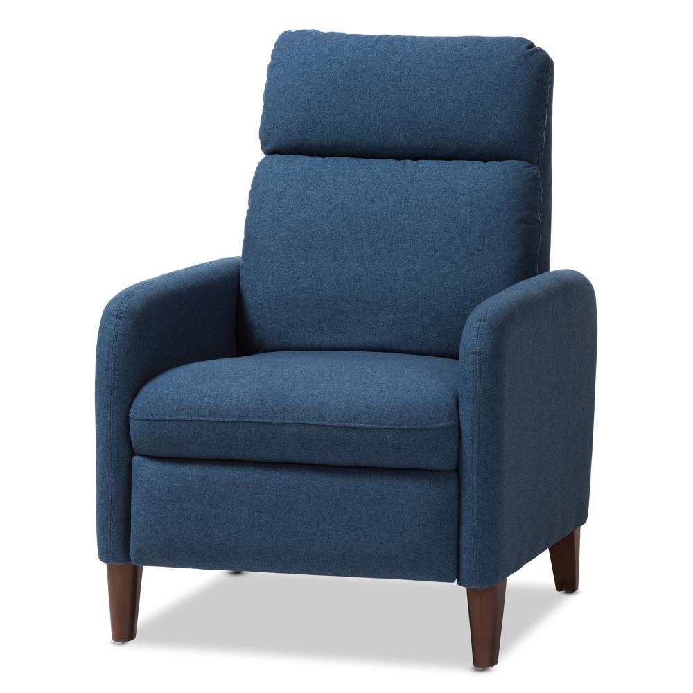 Baxton Studio Casanova Blue Linen Recliner in the Recliners