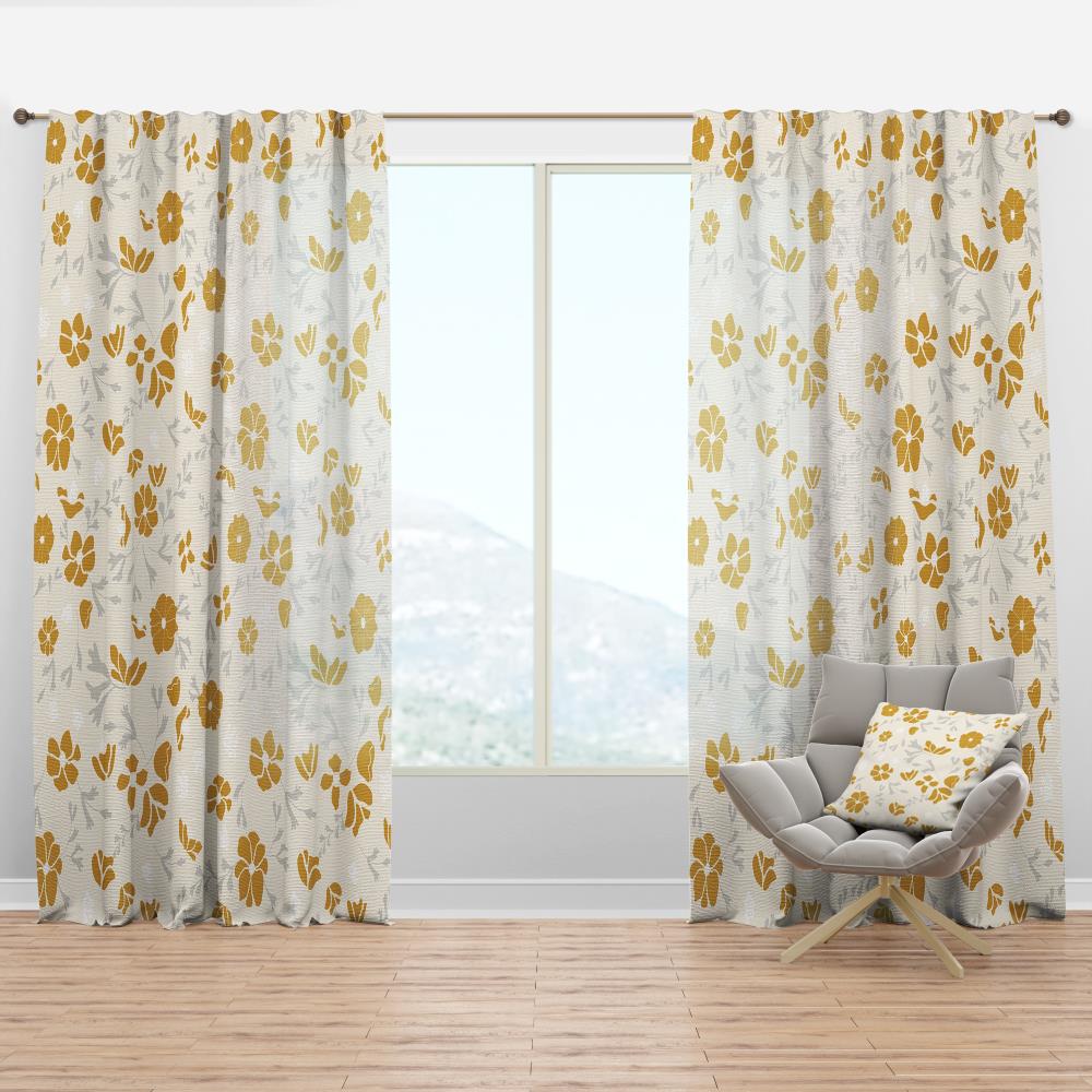 Designart CTN24180-52-95 95-Inches Yellow Abstract Room darkening Thermal lined Rod pocket Single curtain panel