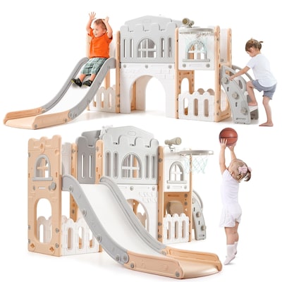 DEXSO 8 in 1 Toddler Slide Set Indoor Outdoor Baby Playset