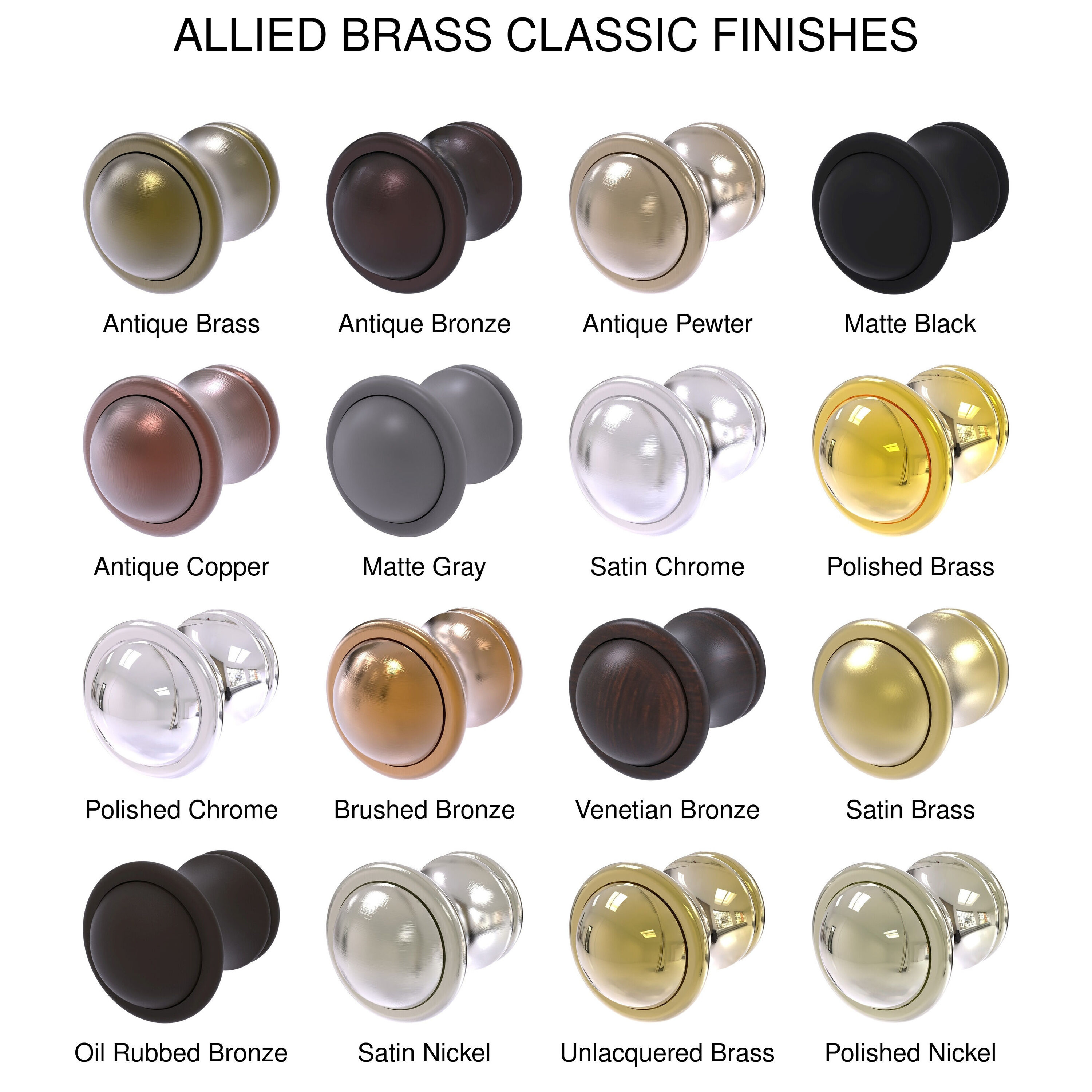 Allied Brass Carolina 1-1/2-in Unlacquered Brass Round Traditional