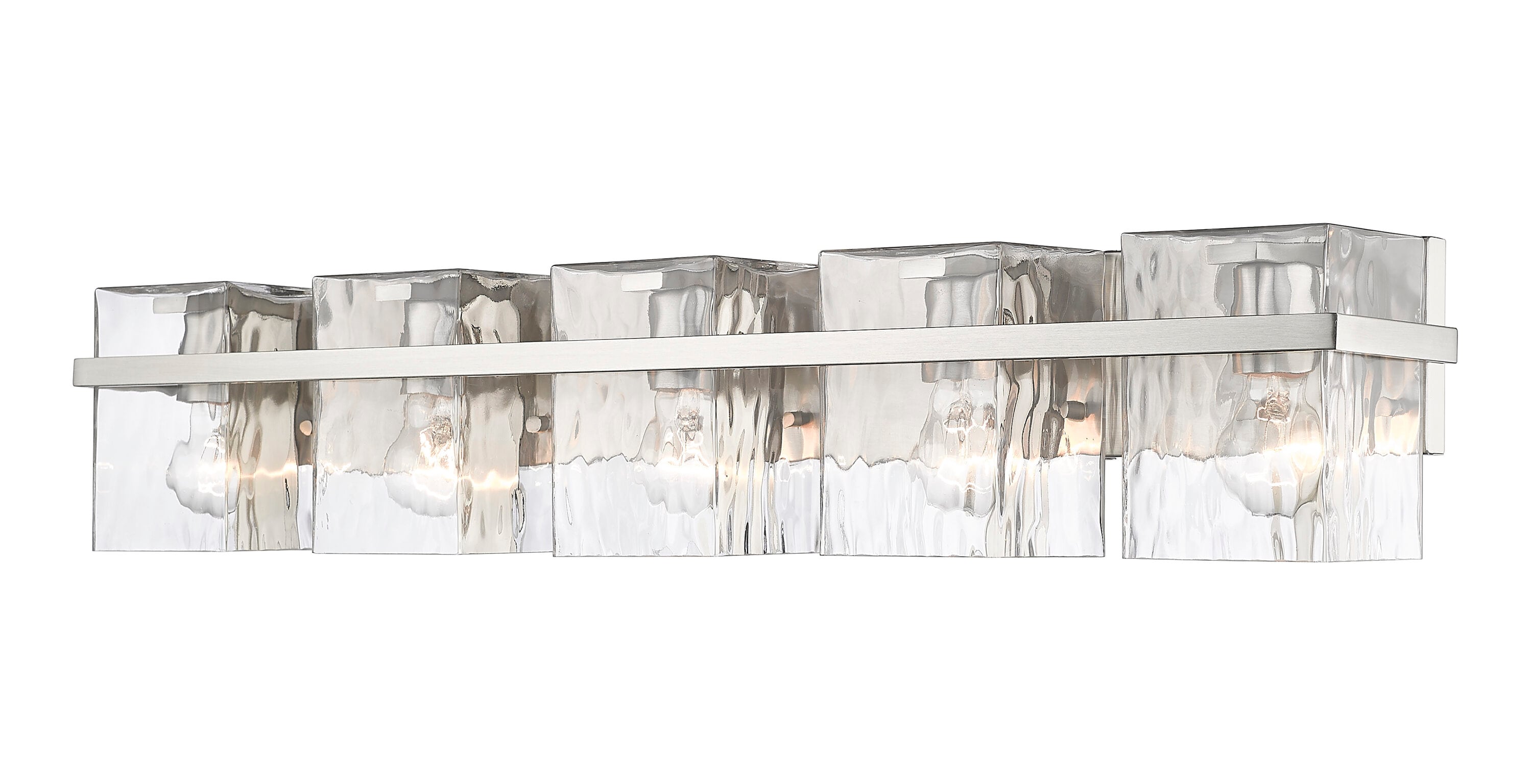 Bennington 36.25" Brushed Nickel Vanity Light with Rippled Glass Shades