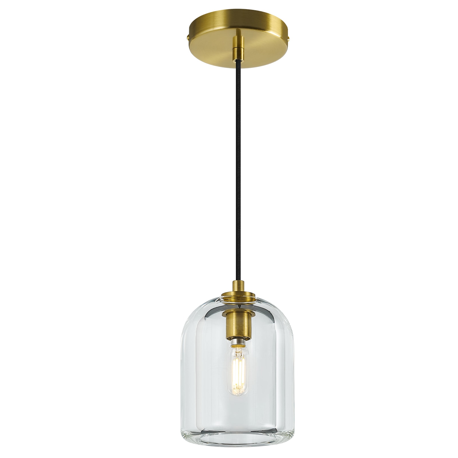 ZHLLMQ - Modern 5.11 in 1-Light Gold Base Thick Clear Bell Glass Hardwired Adjustable Pendant Lig...