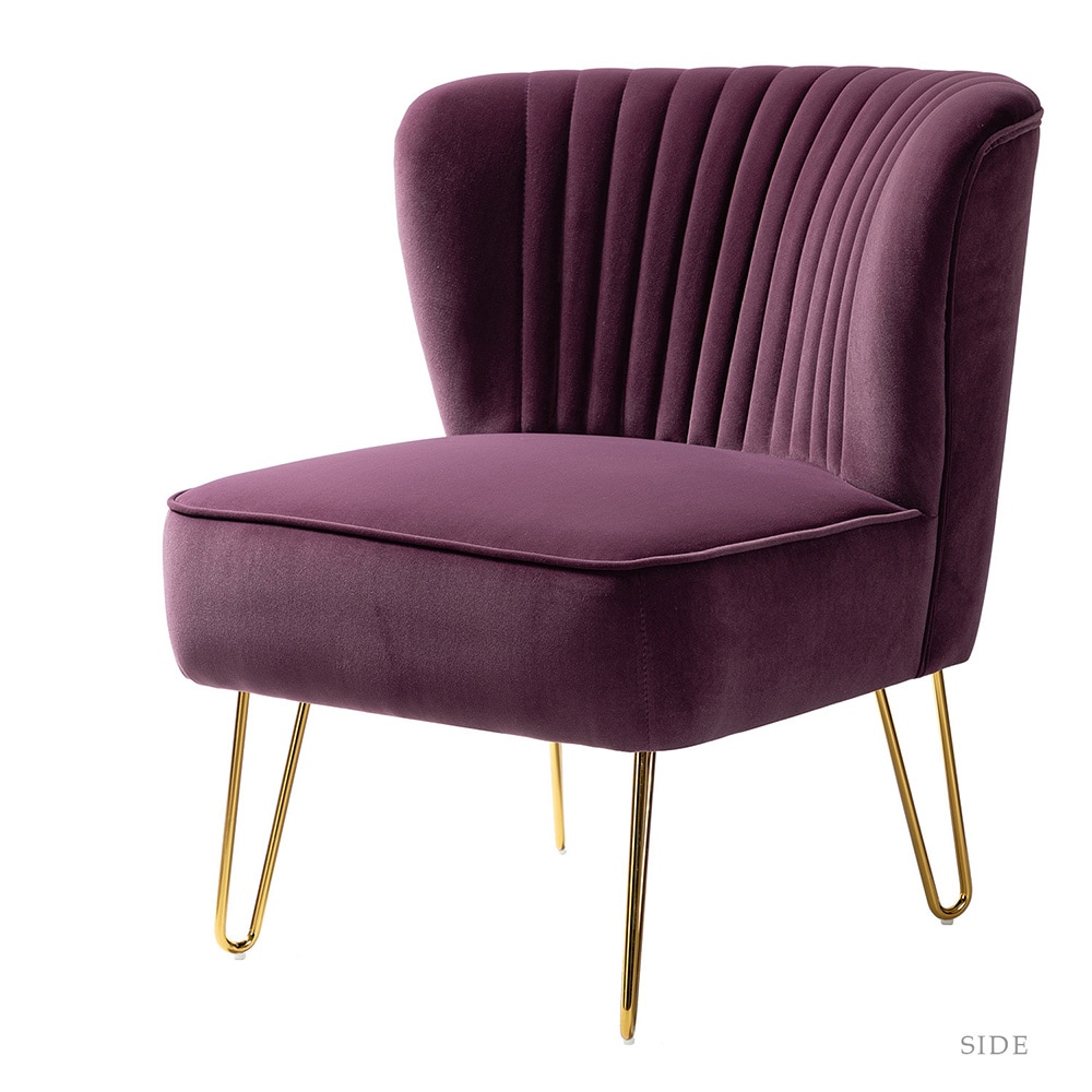 14 Karat Home CHM0120-PURPLE Modern PURPLE Velvet Accent Chair