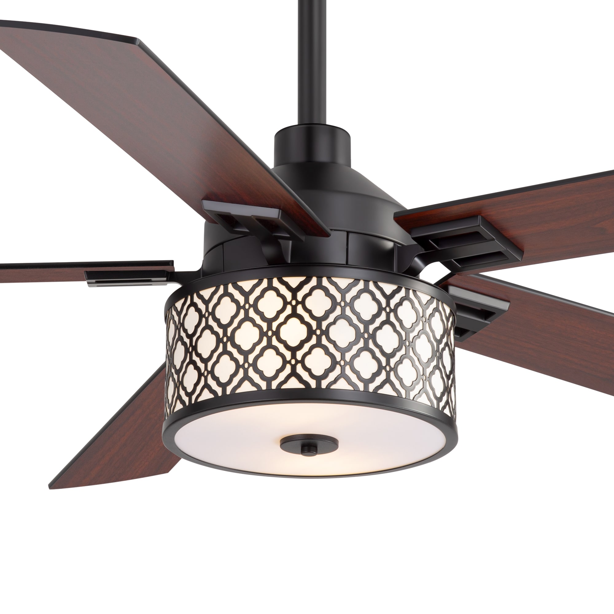 Flashwind 52 in Matte Black Indoor Downrod Mount Ceiling Fan with Decorative Light Shade Remote Control DC Motor E26 Light Kit 5 Plywood Blades 6 Speed Settings 1 4 Hour Timer for Bedroom Living Room #A37ZY37001BK