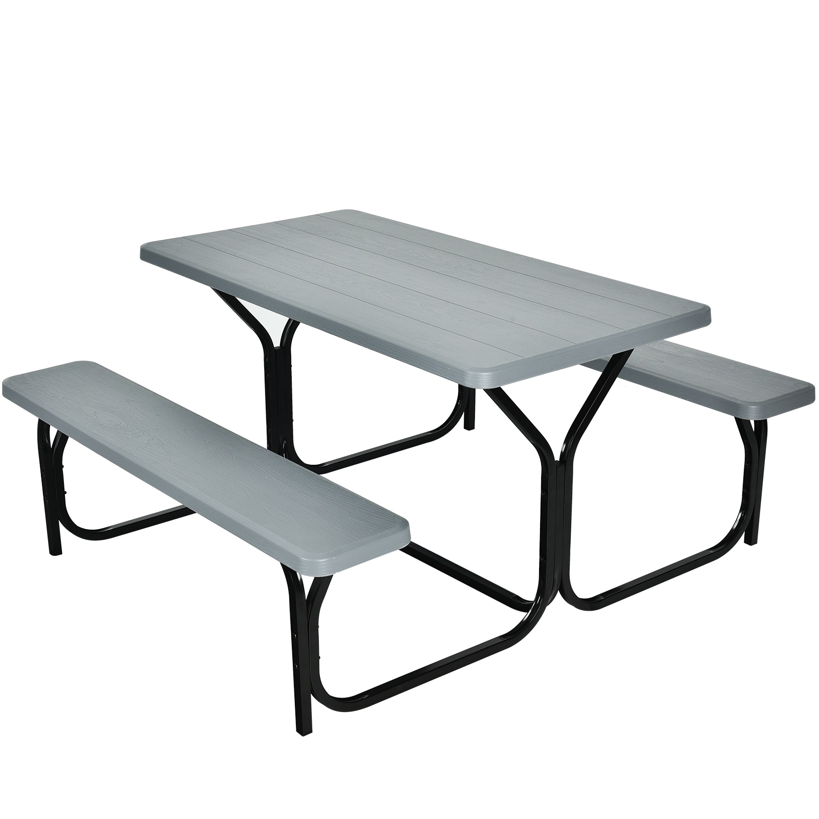 WELLFOR DOG3499GR 54-in Gray Plastic Rectangle Picnic Table