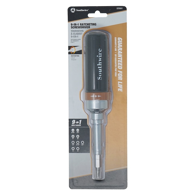 Southwire 9-IN-1 9-Piece Rubber Handle Ratcheting Multi-Bit Screwdriver Southwire 9-IN-1 9-Piece Rubber Handle Ratcheting Multi-Bit Screwdriver