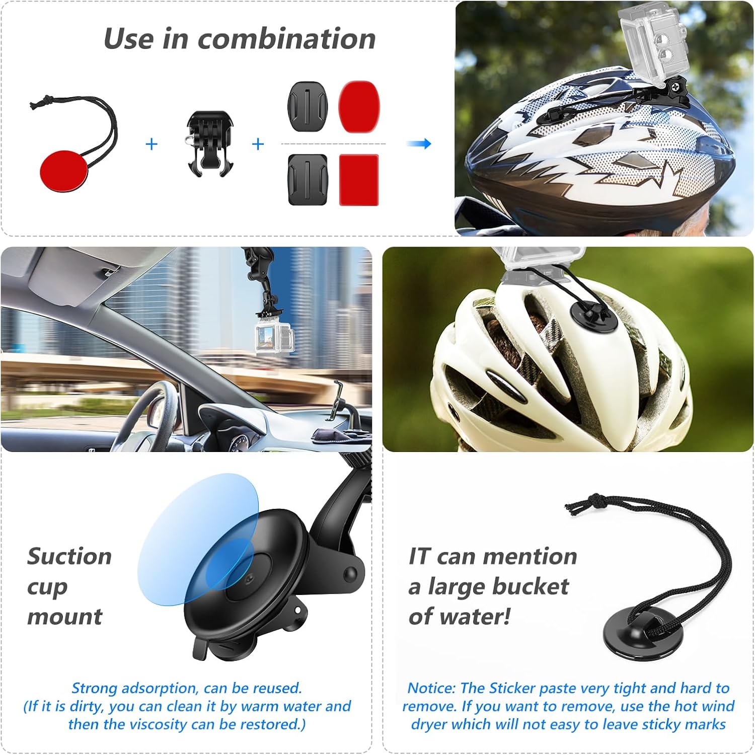 Etokfoks 50 Piece Action Camera Accessory Kit with Head Chest Helmet ...