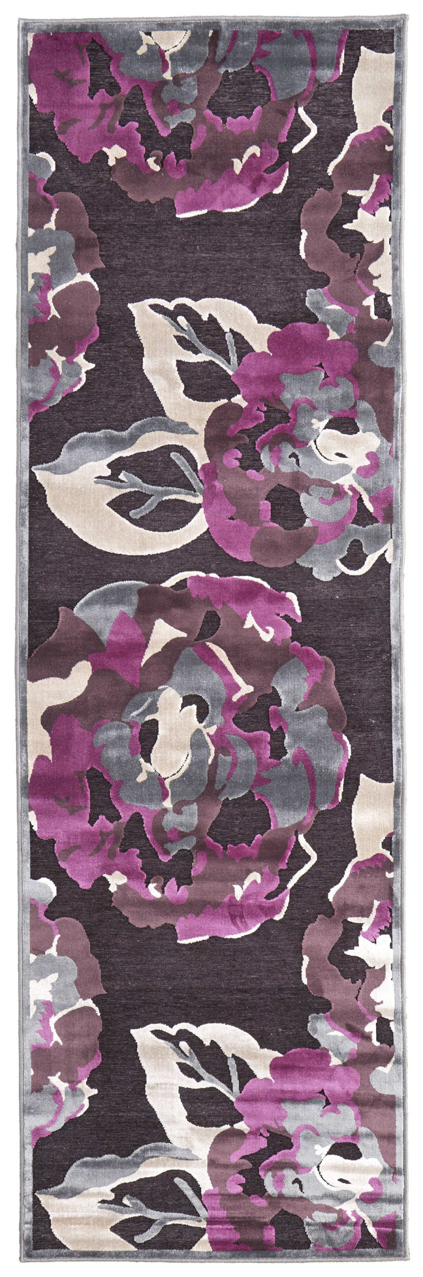 Room Envy 601R3360DGYRSPI6A 2 x 8 (ft) Loomed Rayon Taupe/Purple/Ivory Rectangular Indoor Floral/Botanical Runner rug