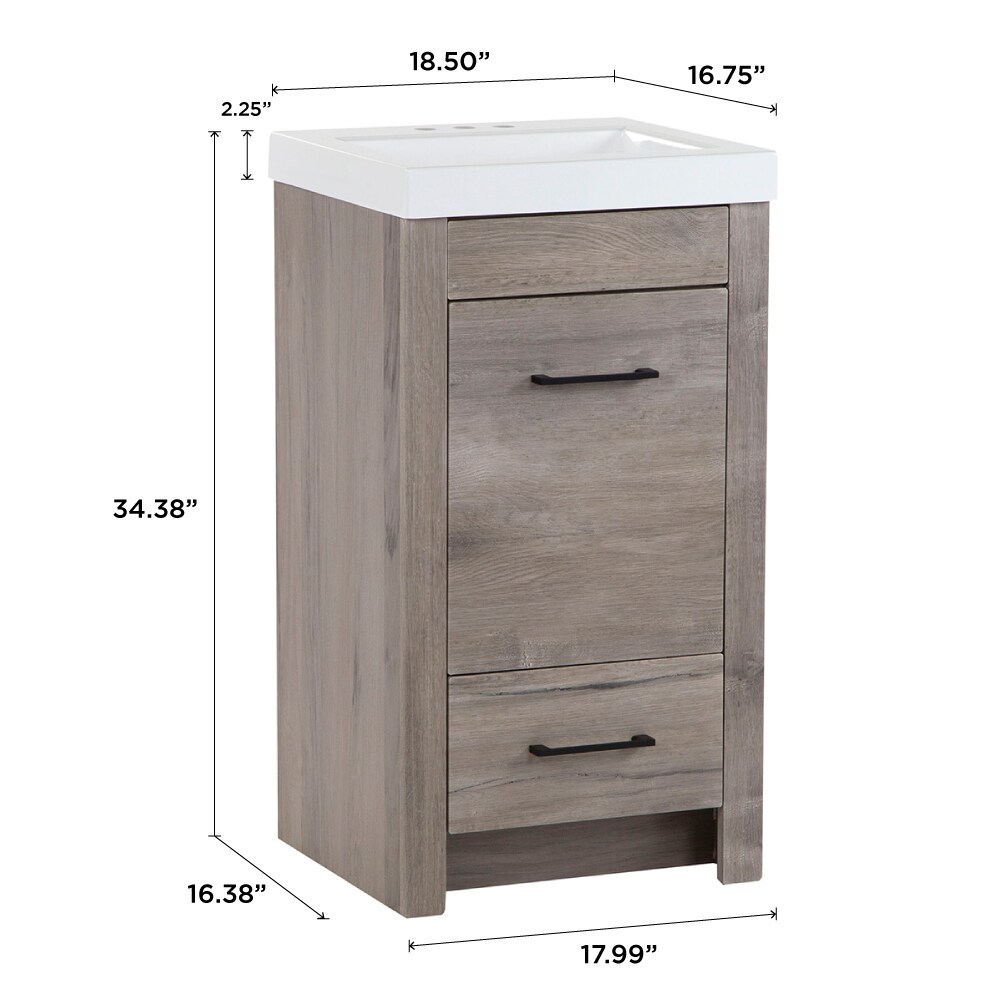 Diamond NOW Winnie 18-in White Washed Oak Brown Woodgrain Single Sink ...