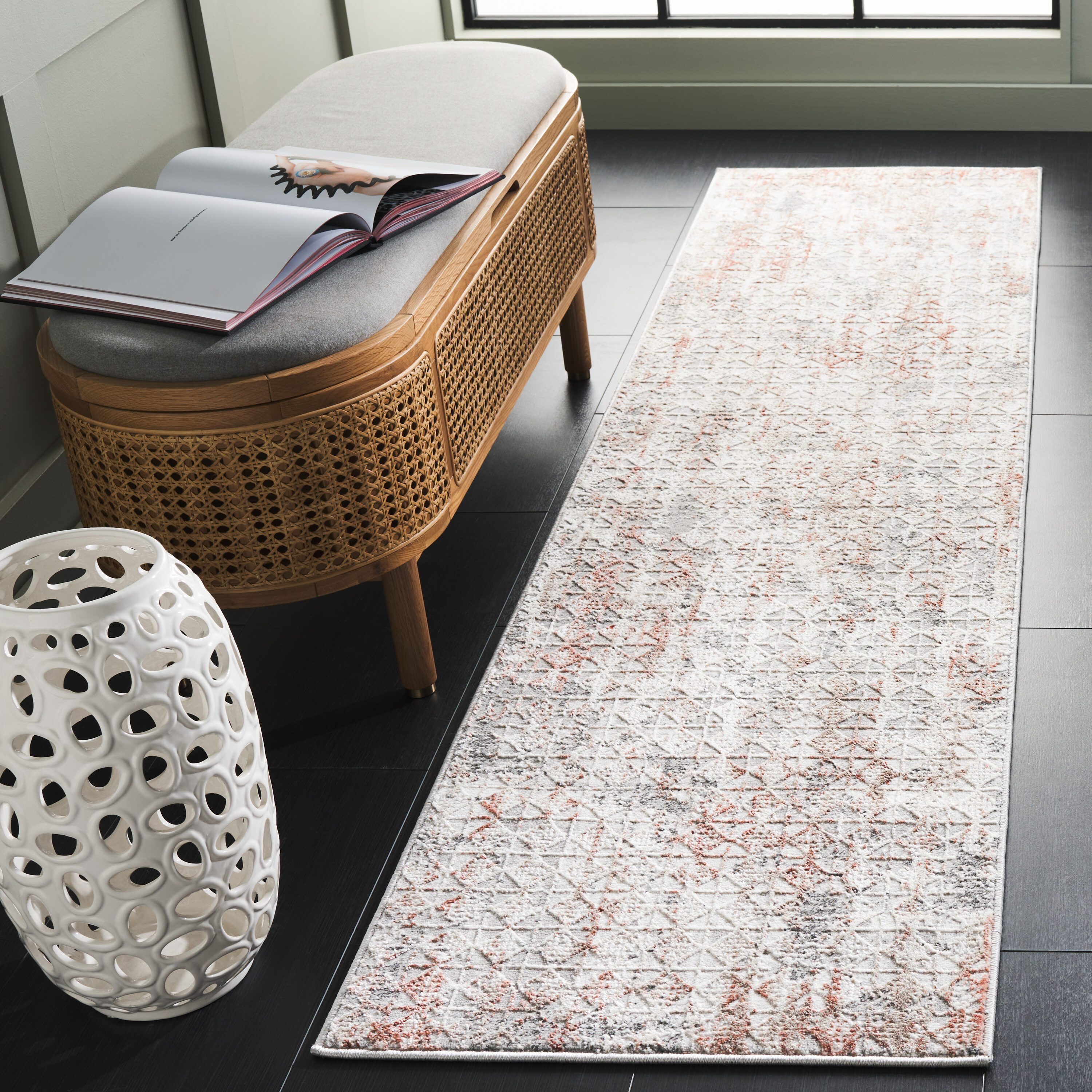Vogue 154P Rust/Grey 2 x 8 Rectangular Runner rug